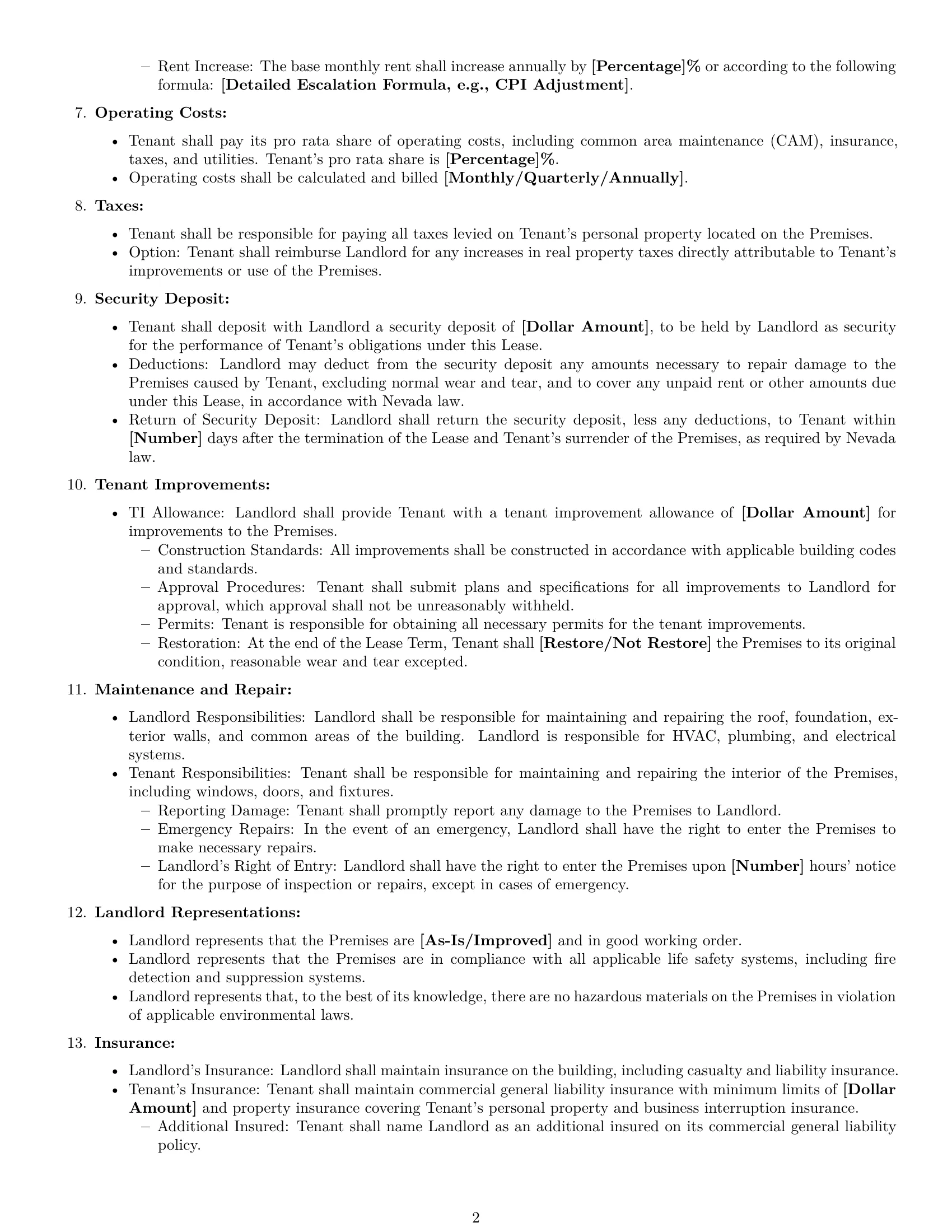 Preview page 2 of Free Nevada office lease agreement template