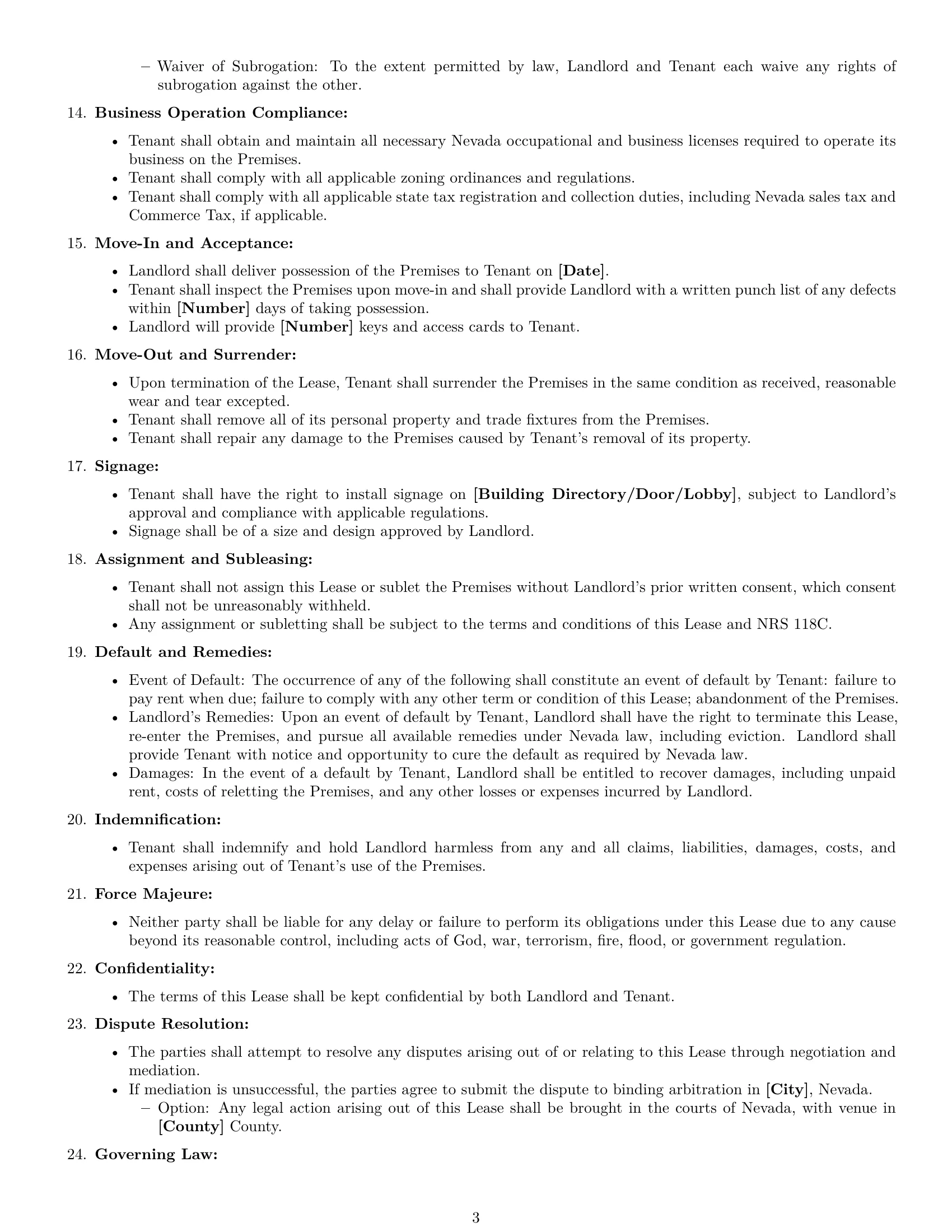 Preview page 3 of Free Nevada office lease agreement template