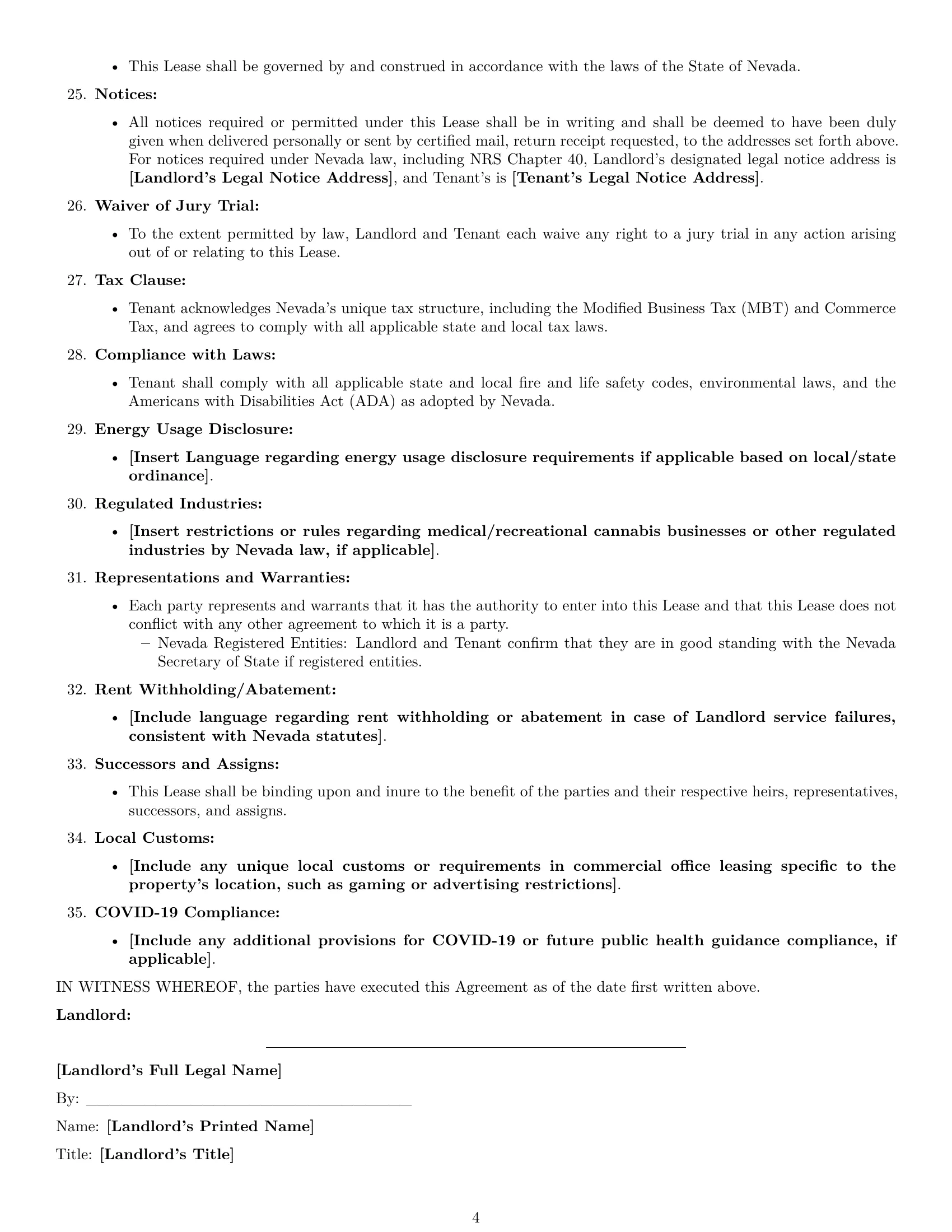 Preview page 4 of Free Nevada office lease agreement template