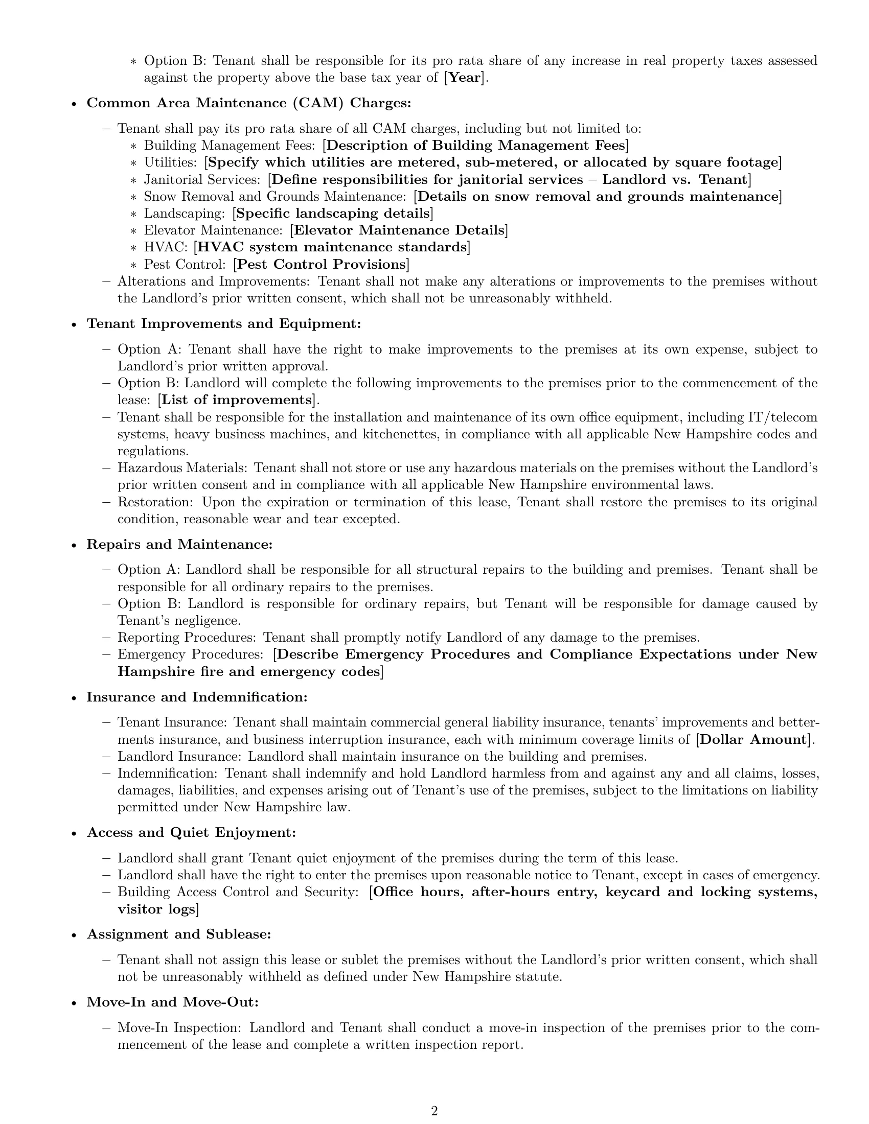 Preview page 2 of Free New Hampshire office lease agreement template