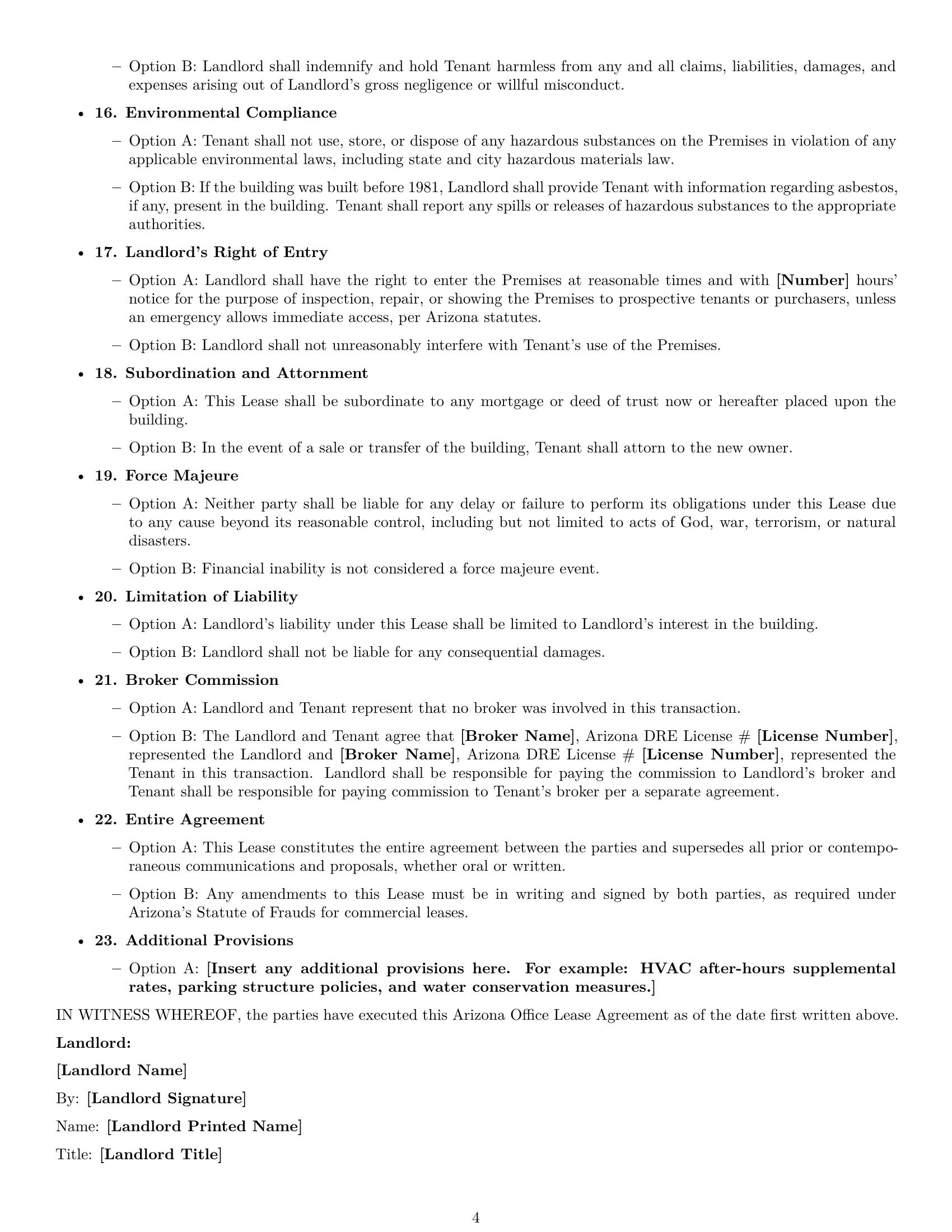 Preview page 4 of Free Arizona office lease agreement template