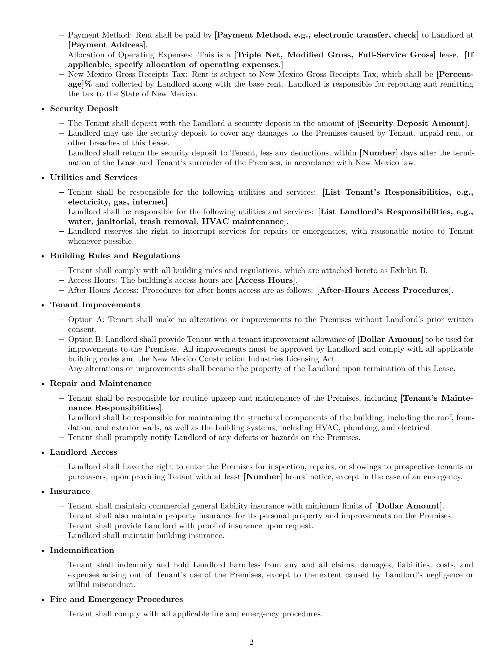 Preview page 2 of Free New Mexico office lease agreement template