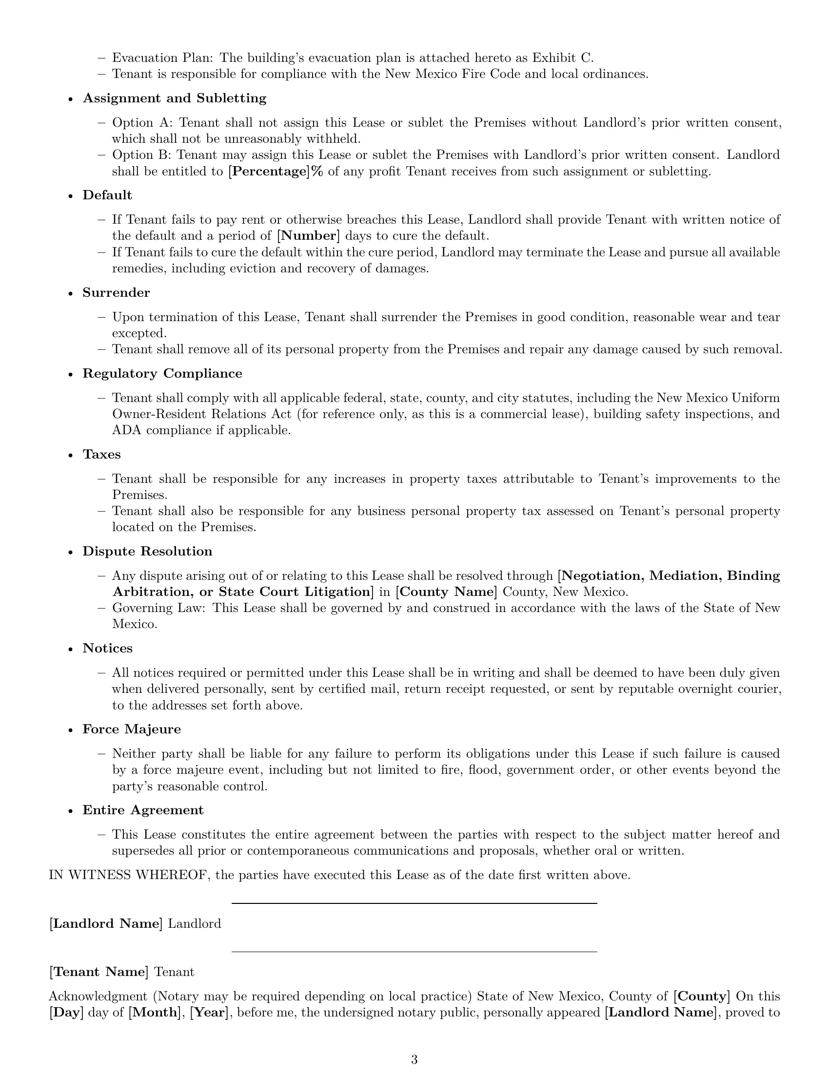 Preview page 3 of Free New Mexico office lease agreement template