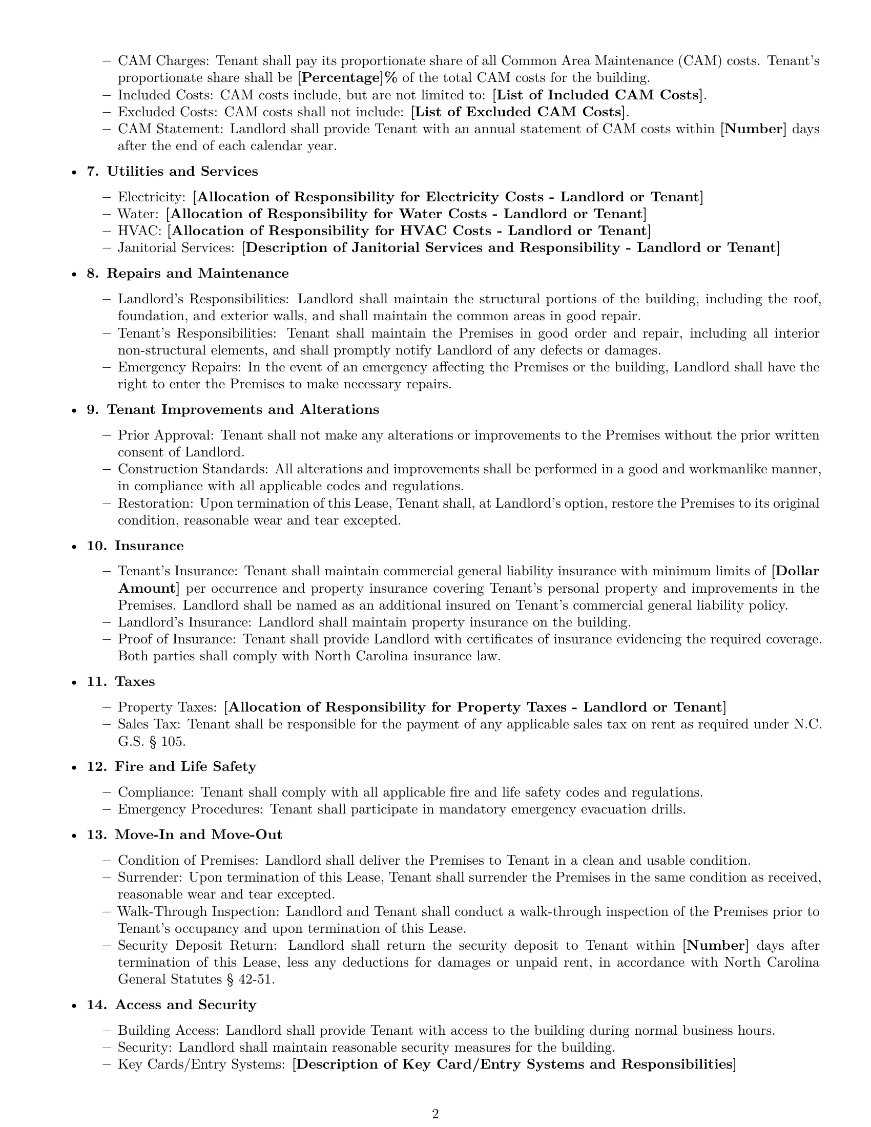 Preview page 2 of Free North Carolina office lease agreement template