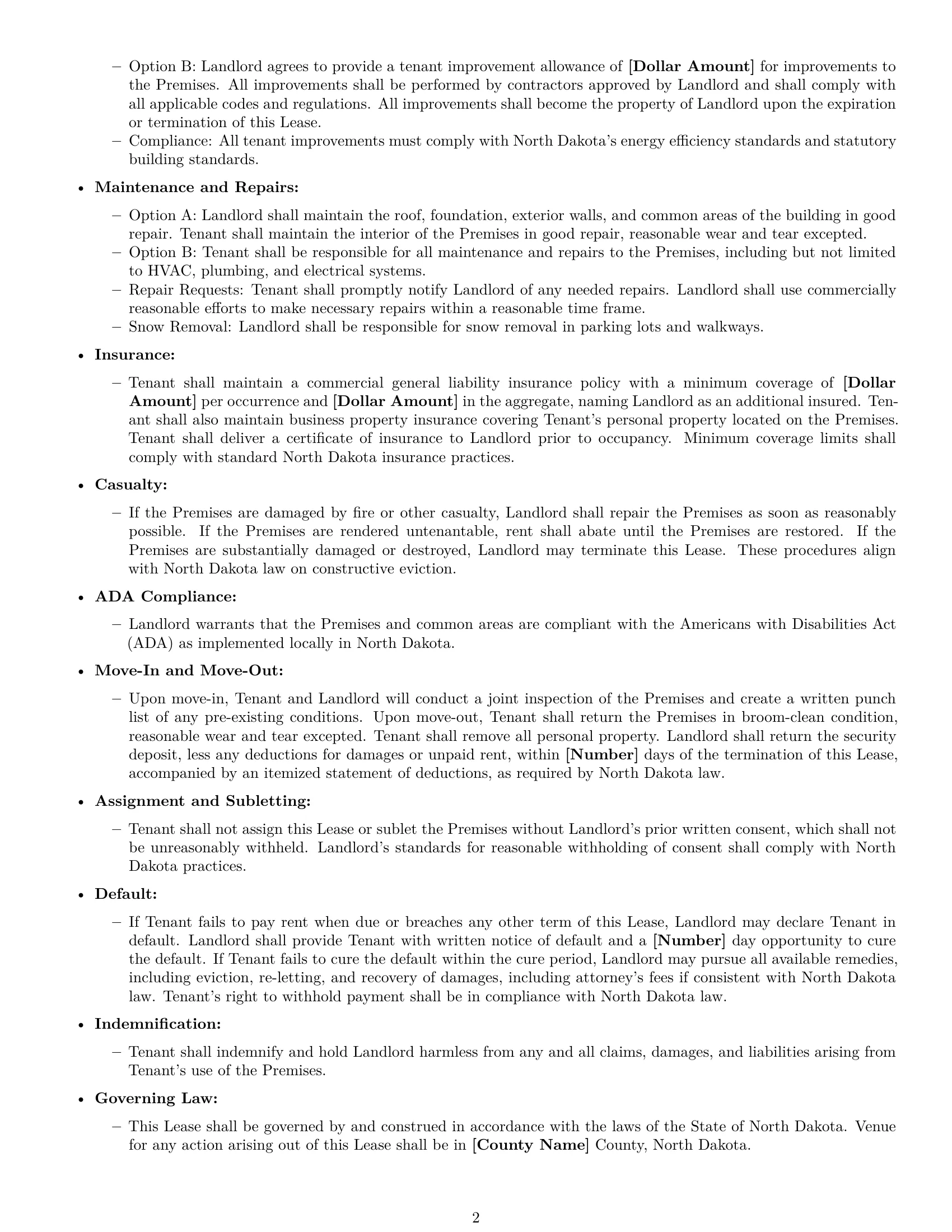 Preview page 2 of Free North Dakota office lease agreement template