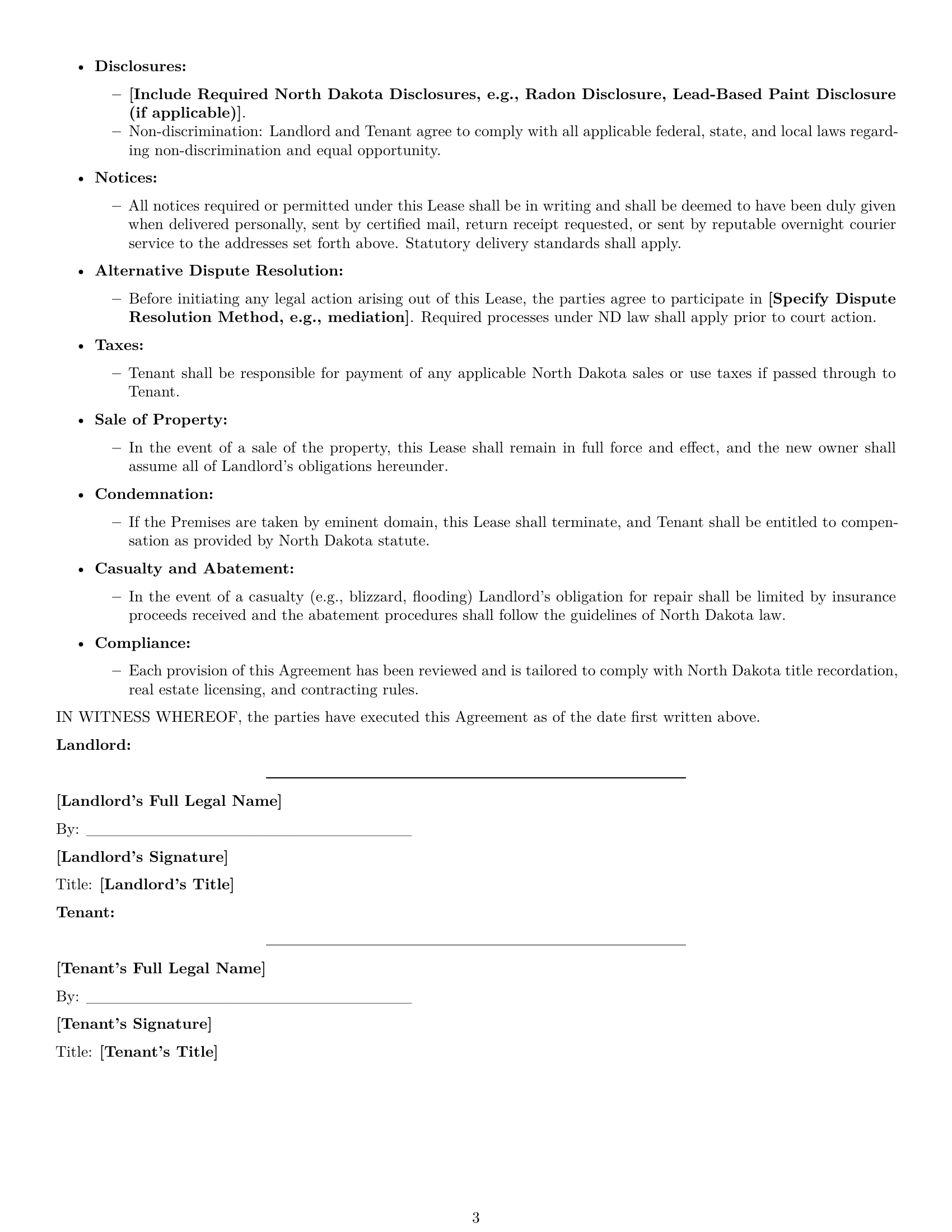 Preview page 3 of Free North Dakota office lease agreement template