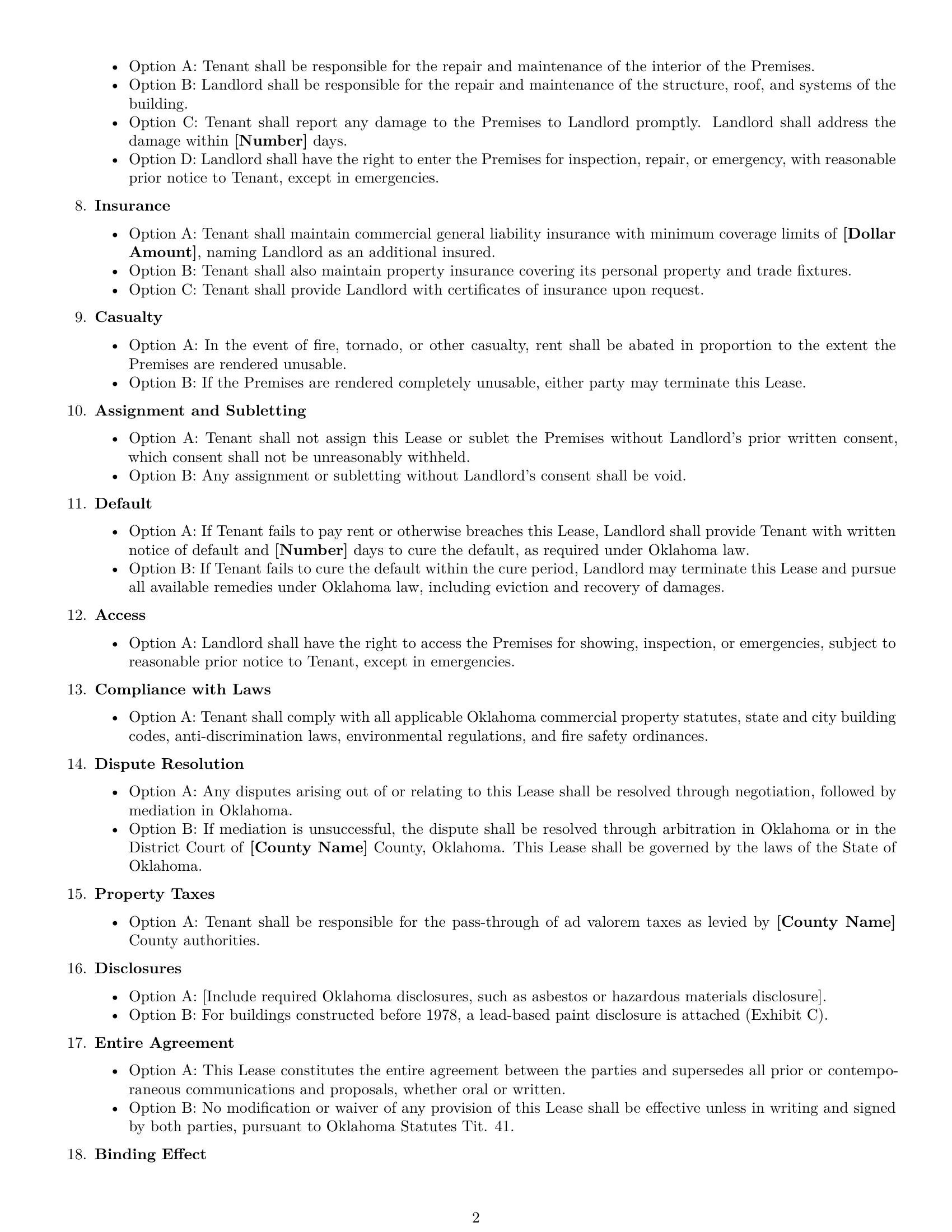 Preview page 2 of Free Oklahoma office lease agreement template