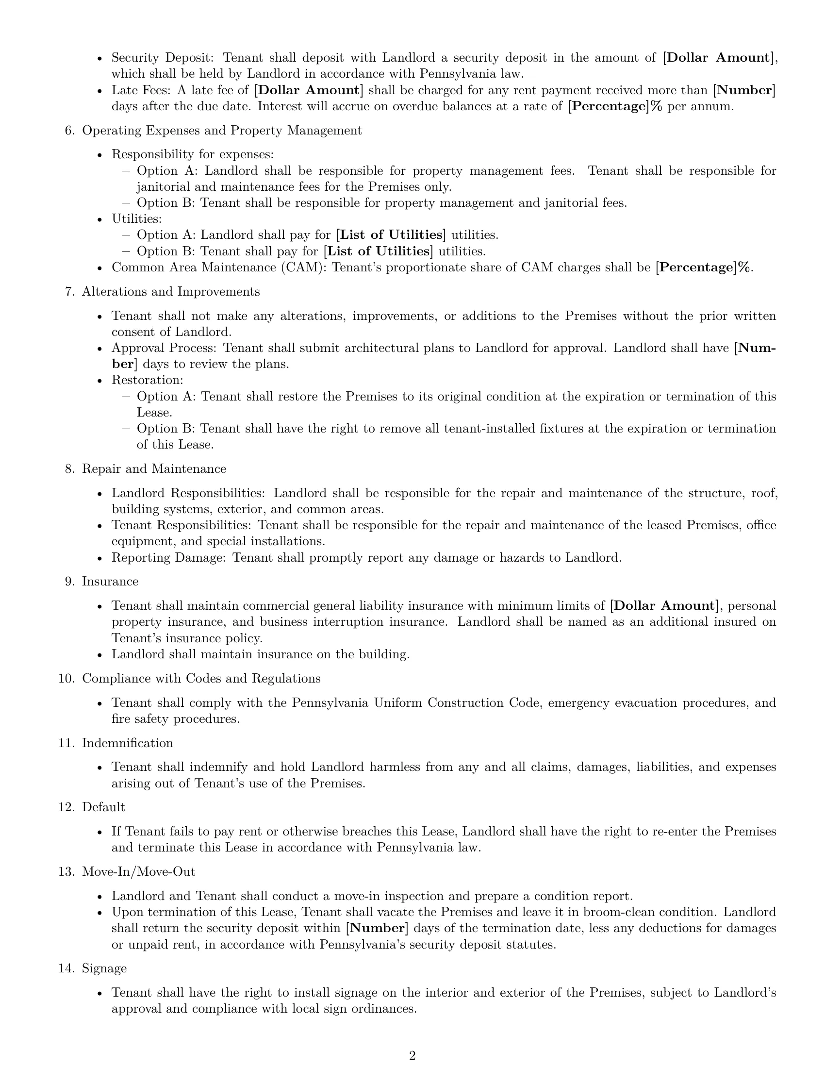 Preview page 2 of Free Pennsylvania office lease agreement template