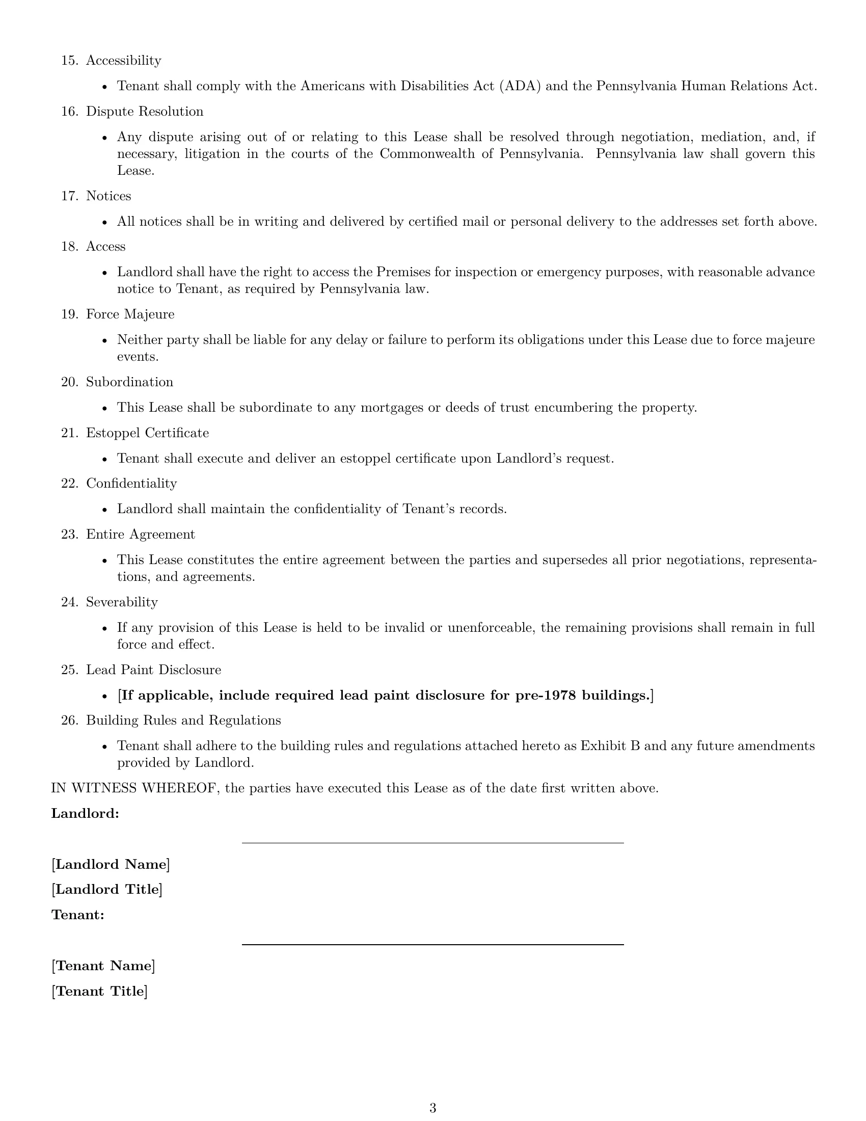 Preview page 3 of Free Pennsylvania office lease agreement template