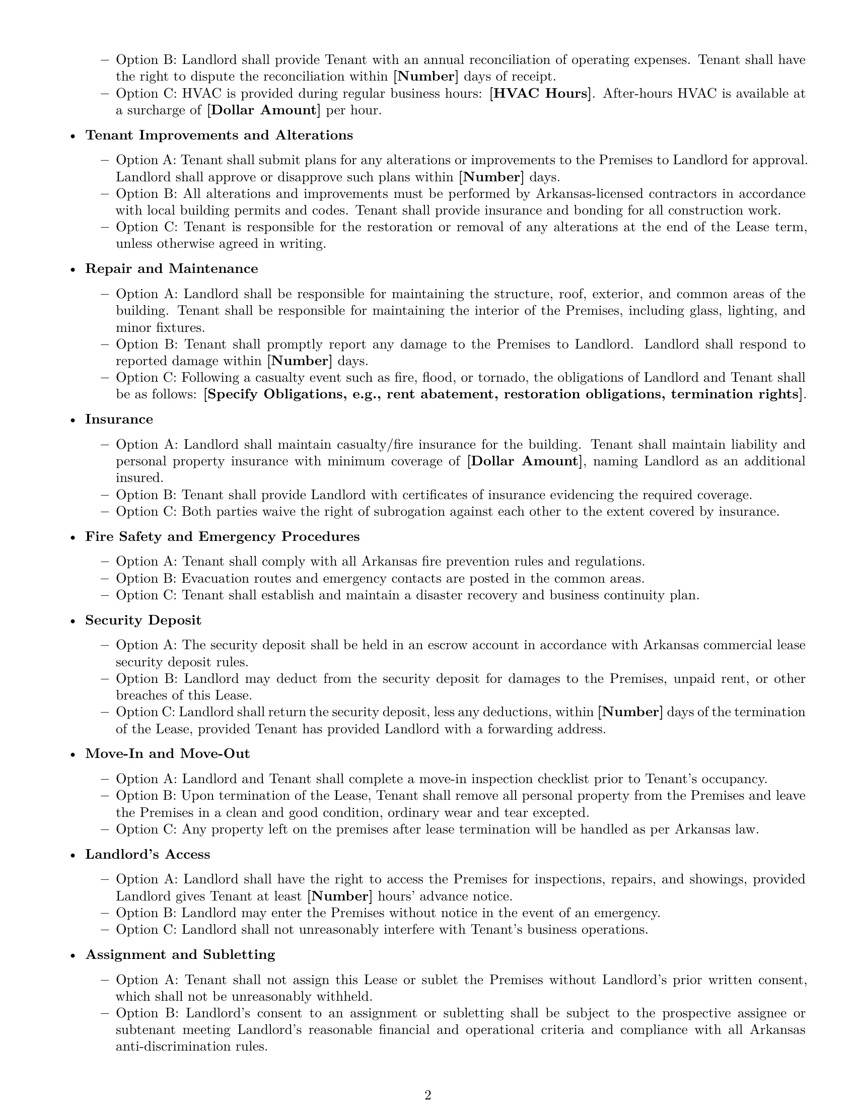 Preview page 2 of Free Arkansas office lease agreement template