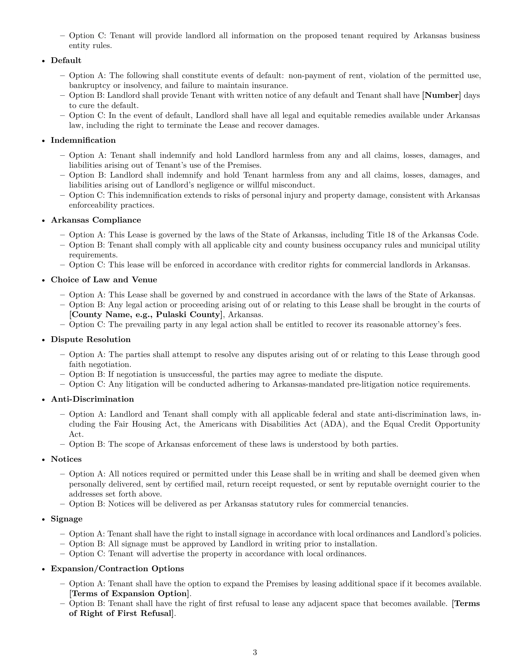 Preview page 3 of Free Arkansas office lease agreement template