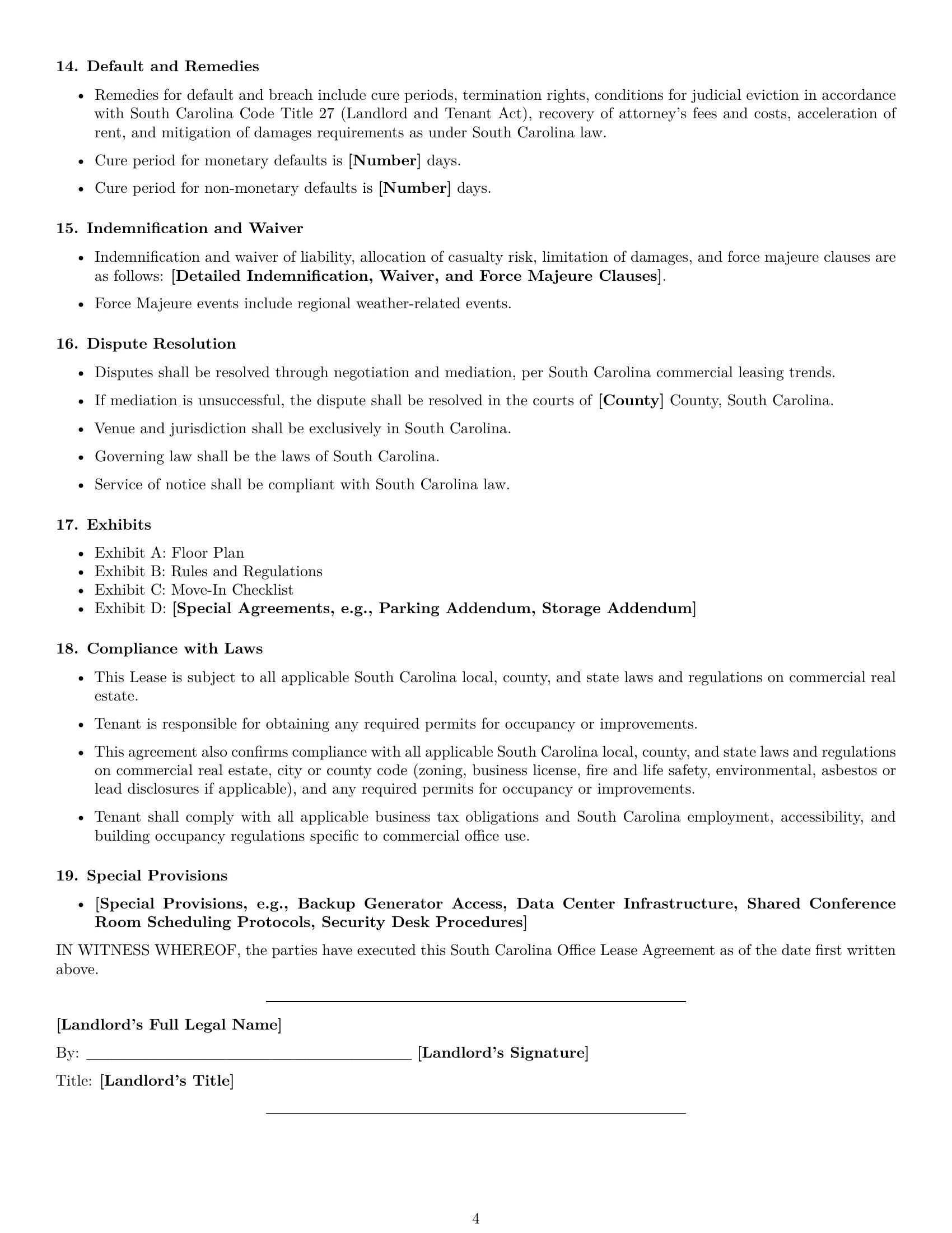 Preview page 4 of Free South Carolina office lease agreement template