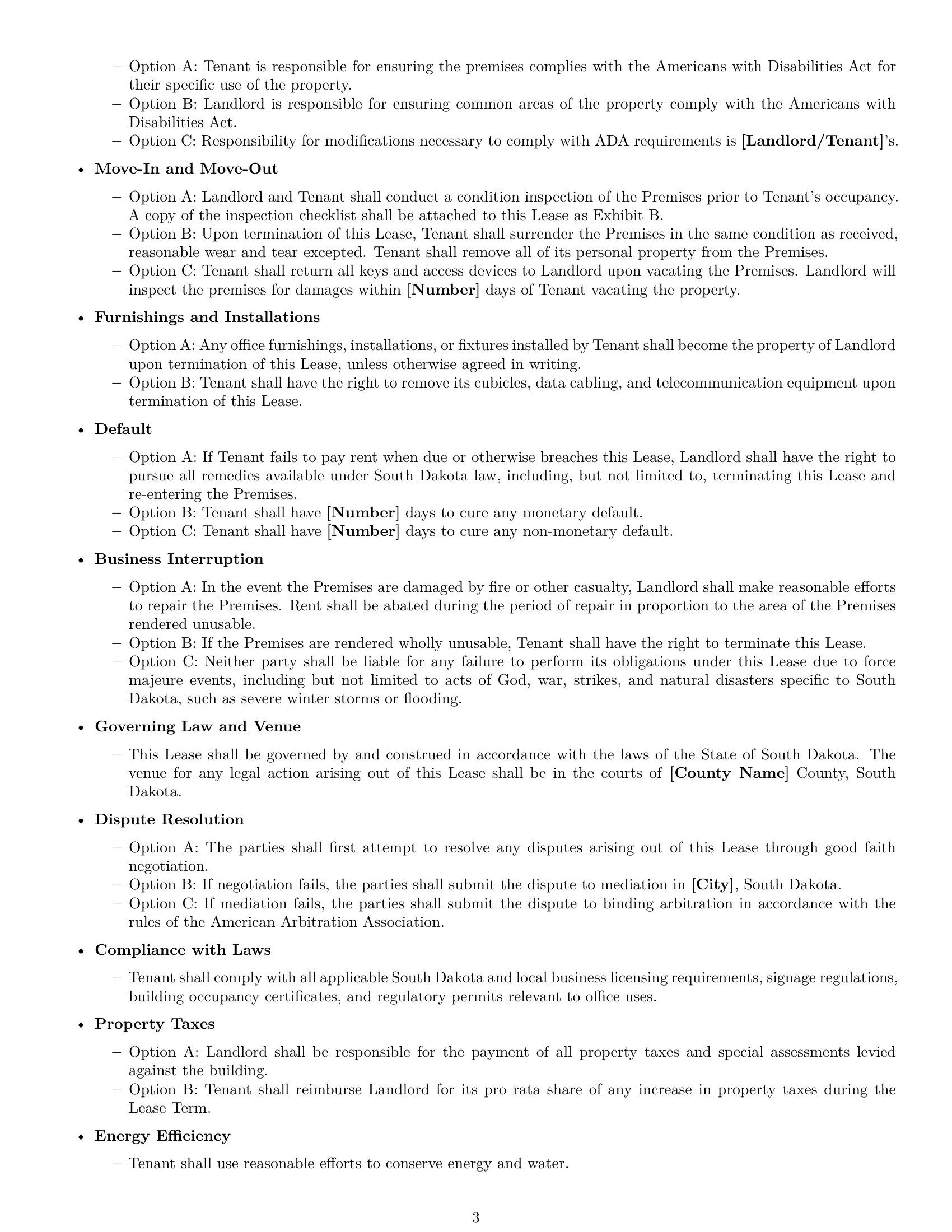 Preview page 3 of Free South Dakota office lease agreement template