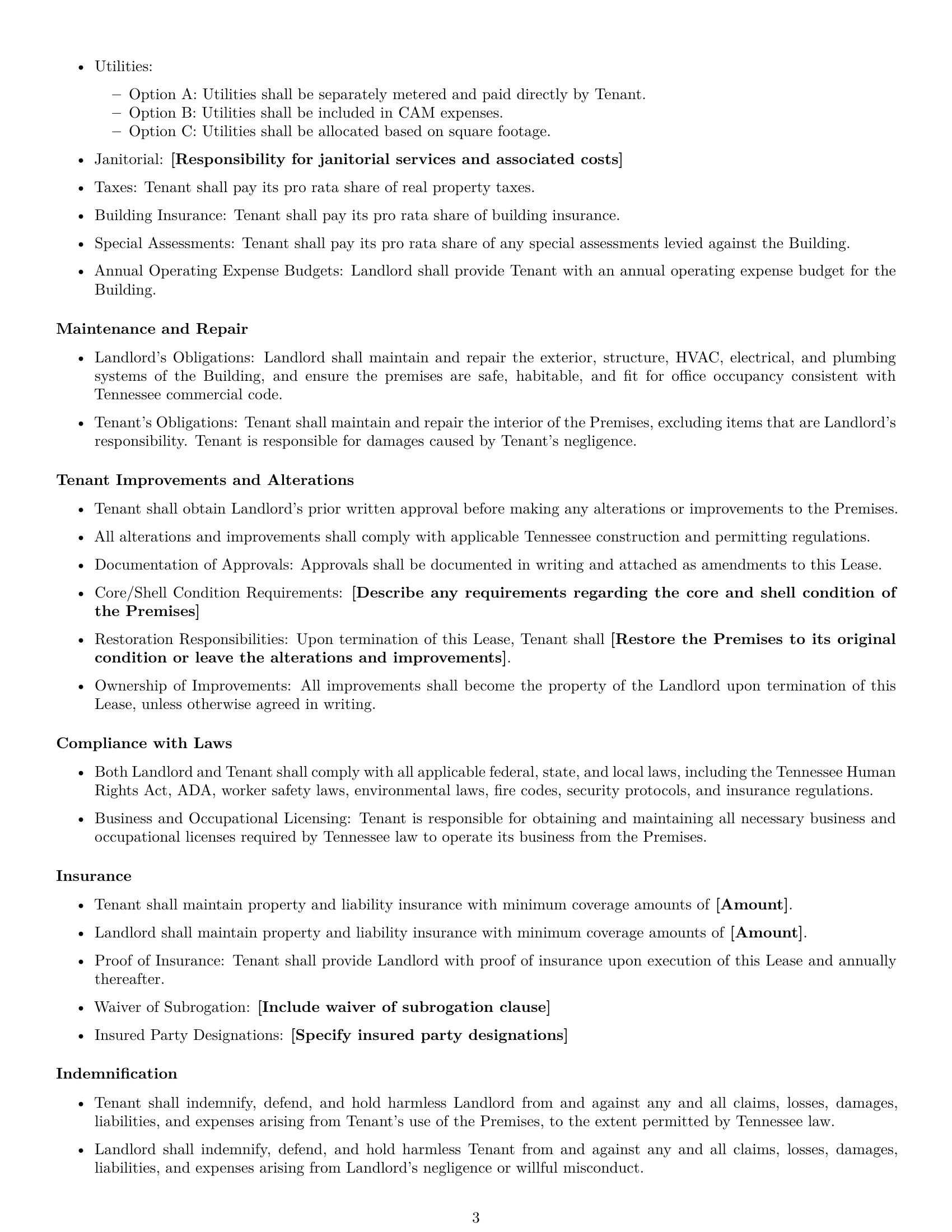 Preview page 3 of Free Tennessee office lease agreement template