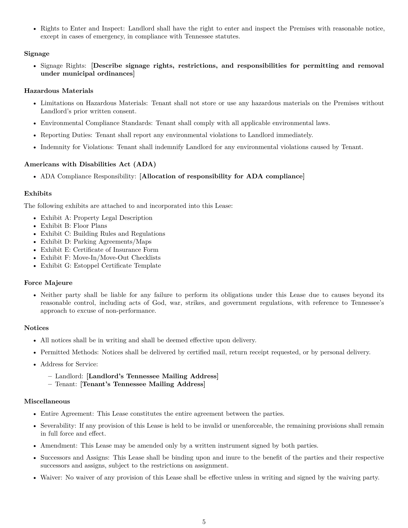 Preview page 5 of Free Tennessee office lease agreement template