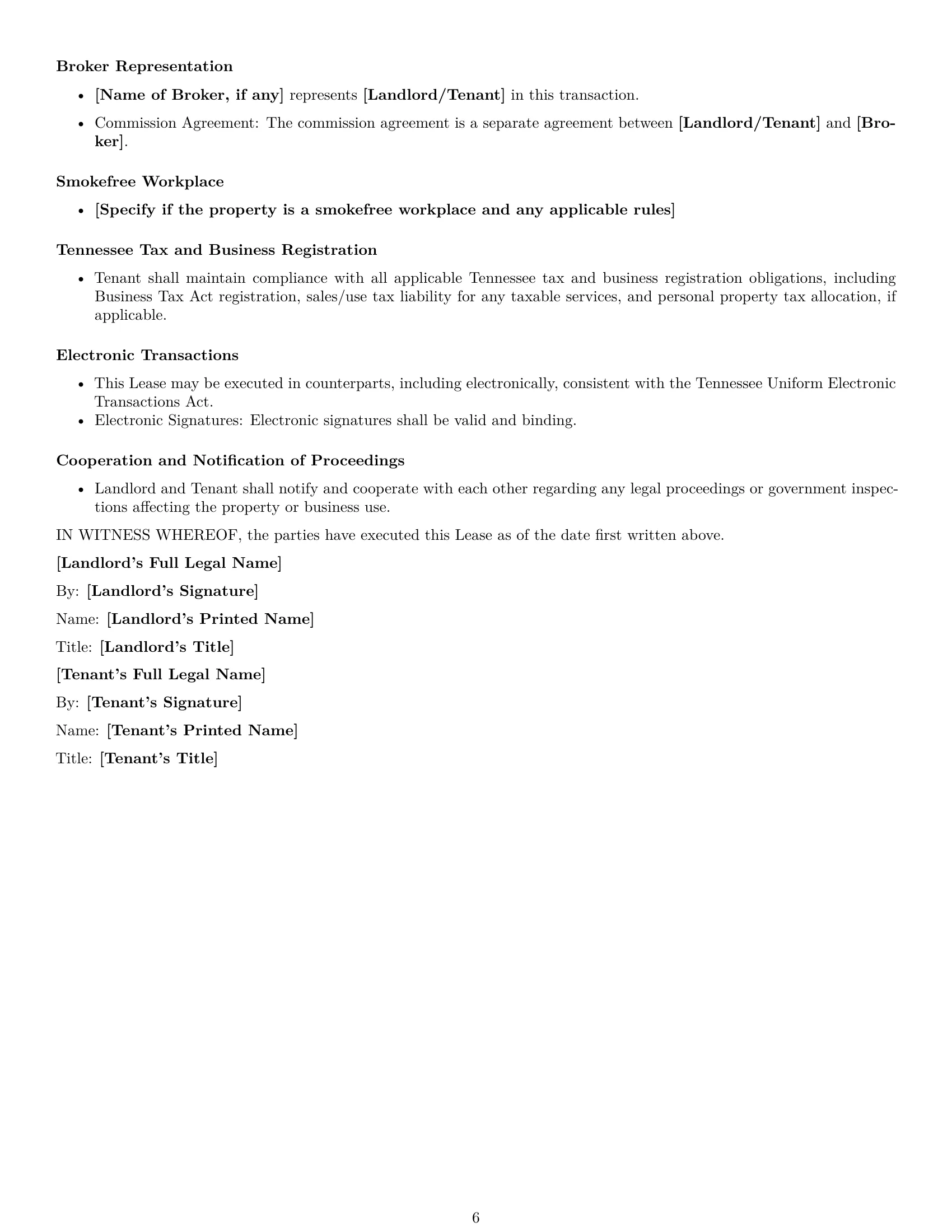 Preview page 6 of Free Tennessee office lease agreement template
