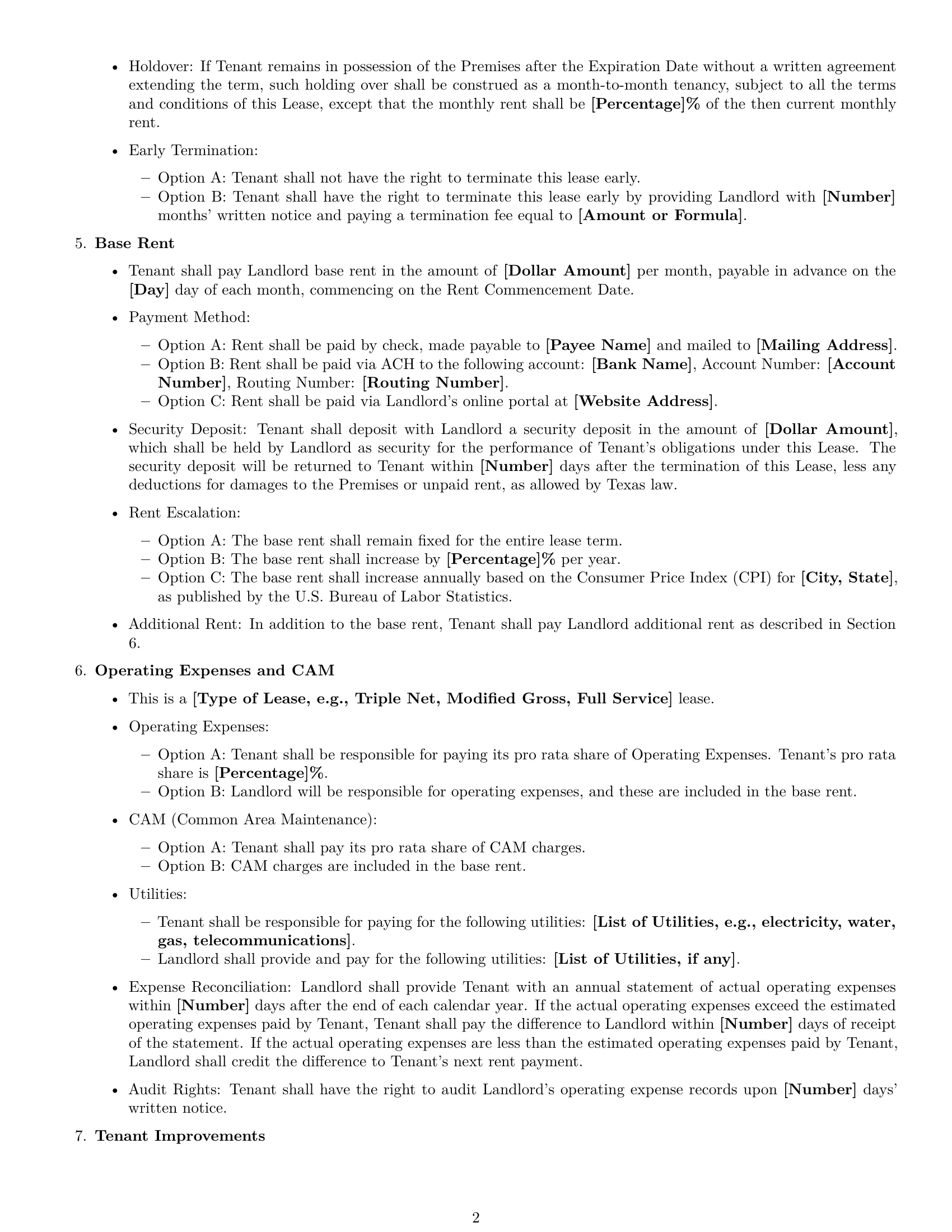 Preview page 2 of Free Texas office lease agreement template
