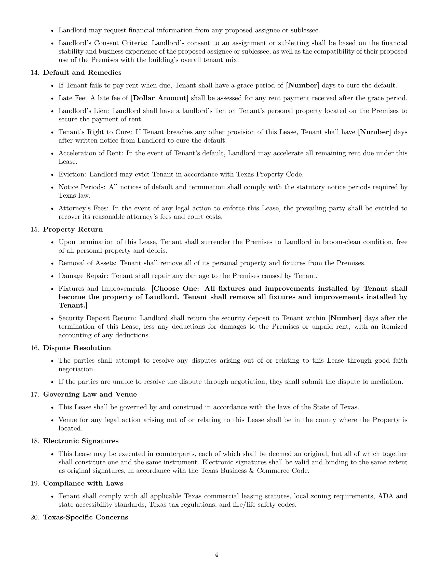 Preview page 4 of Free Texas office lease agreement template