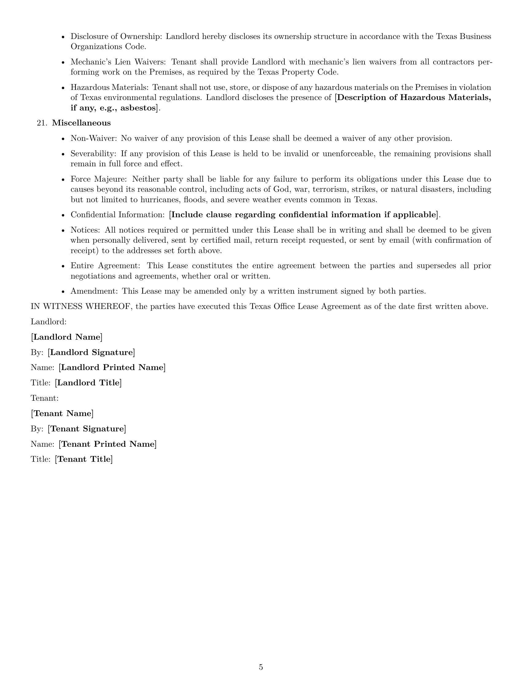 Preview page 5 of Free Texas office lease agreement template