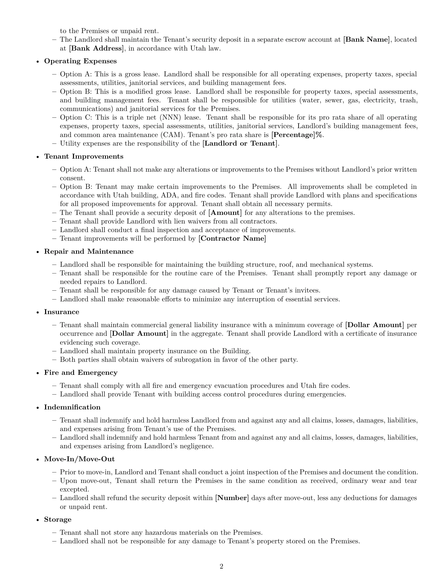 Preview page 2 of Free Utah office lease agreement template