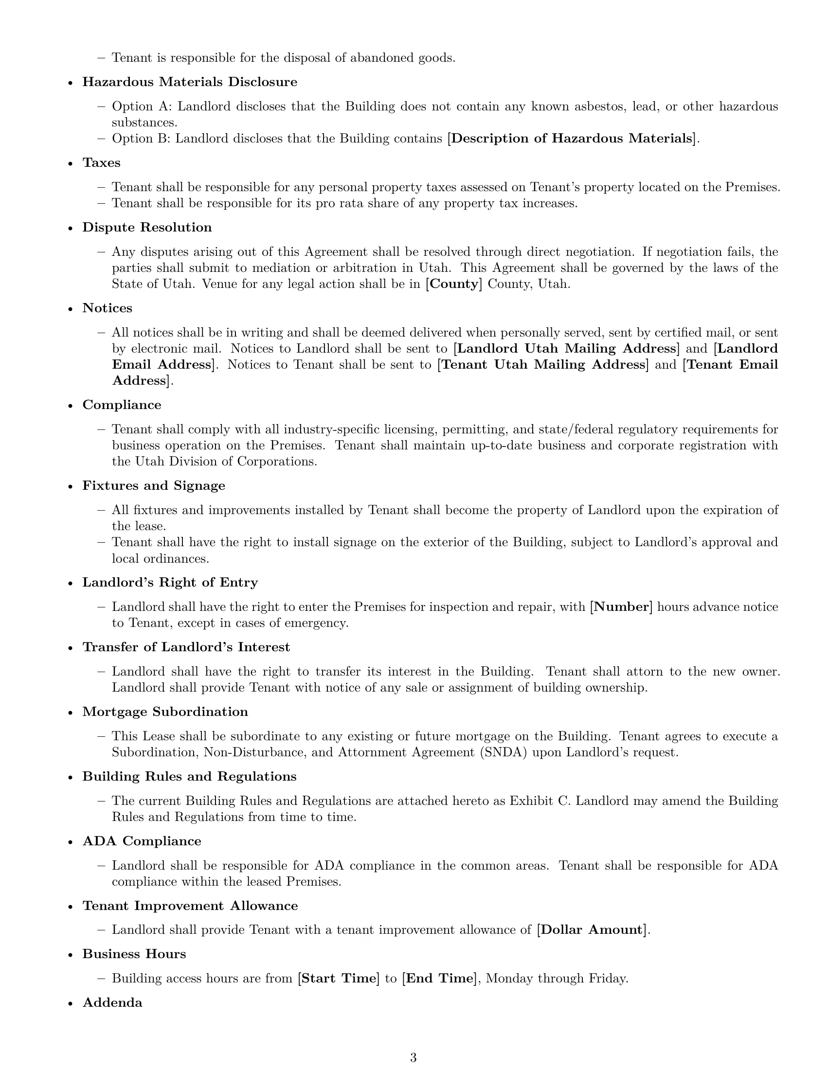 Preview page 3 of Free Utah office lease agreement template