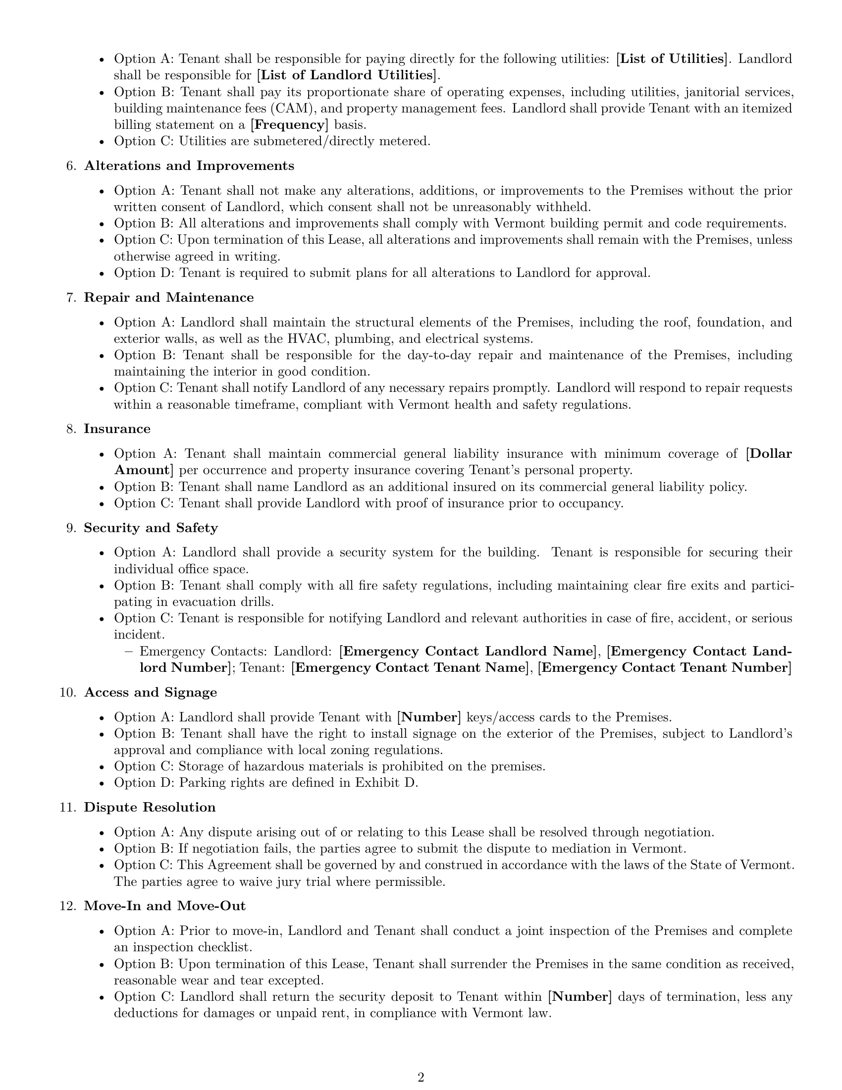 Preview page 2 of Free Vermont office lease agreement template