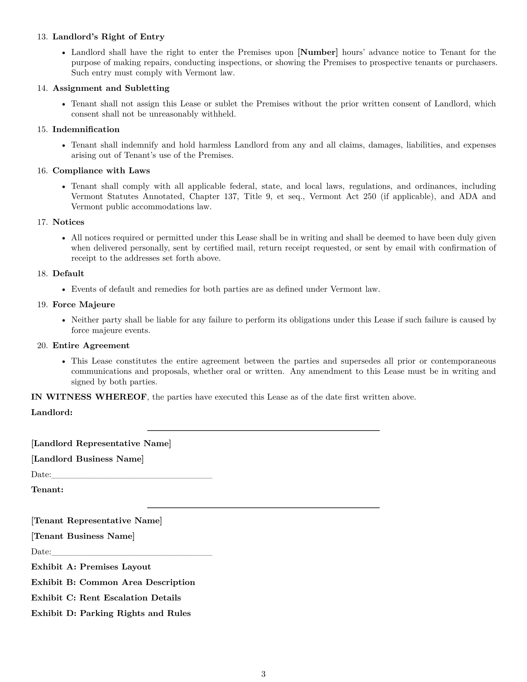 Preview page 3 of Free Vermont office lease agreement template