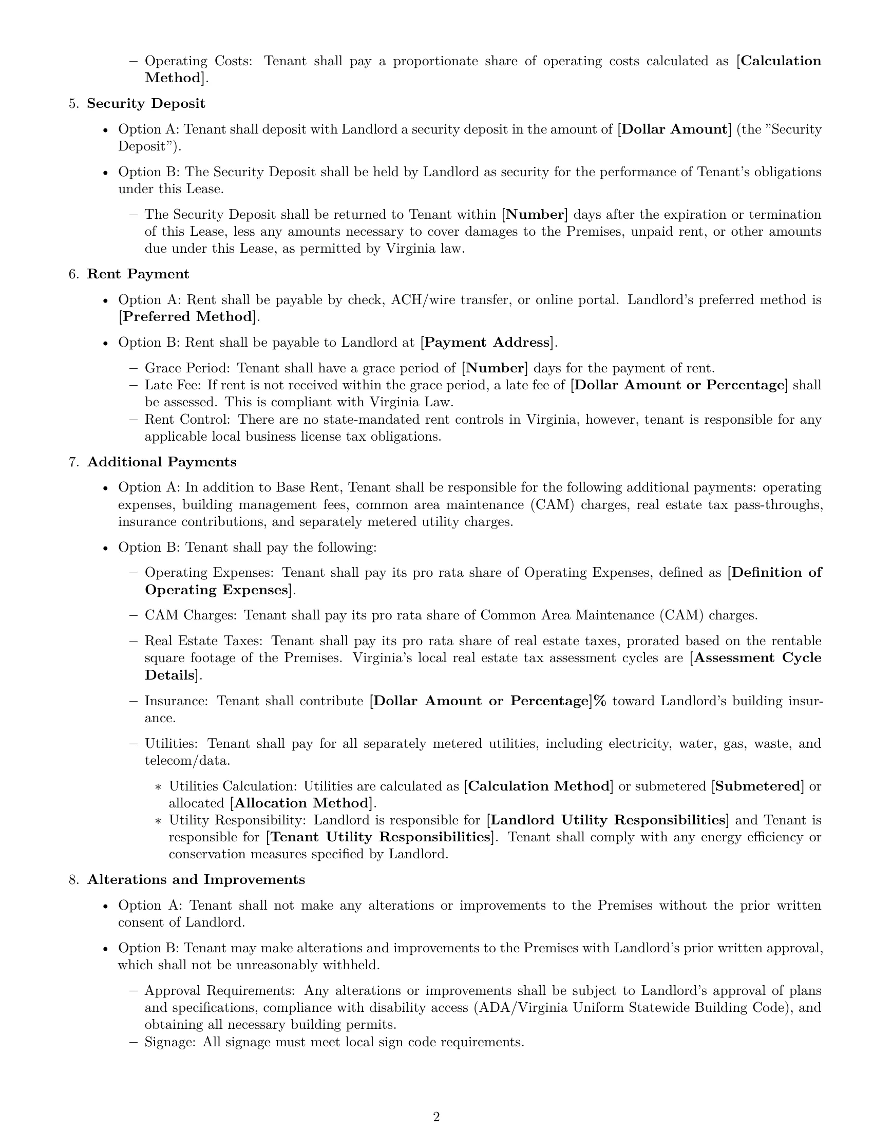 Preview page 2 of Free Virginia office lease agreement template