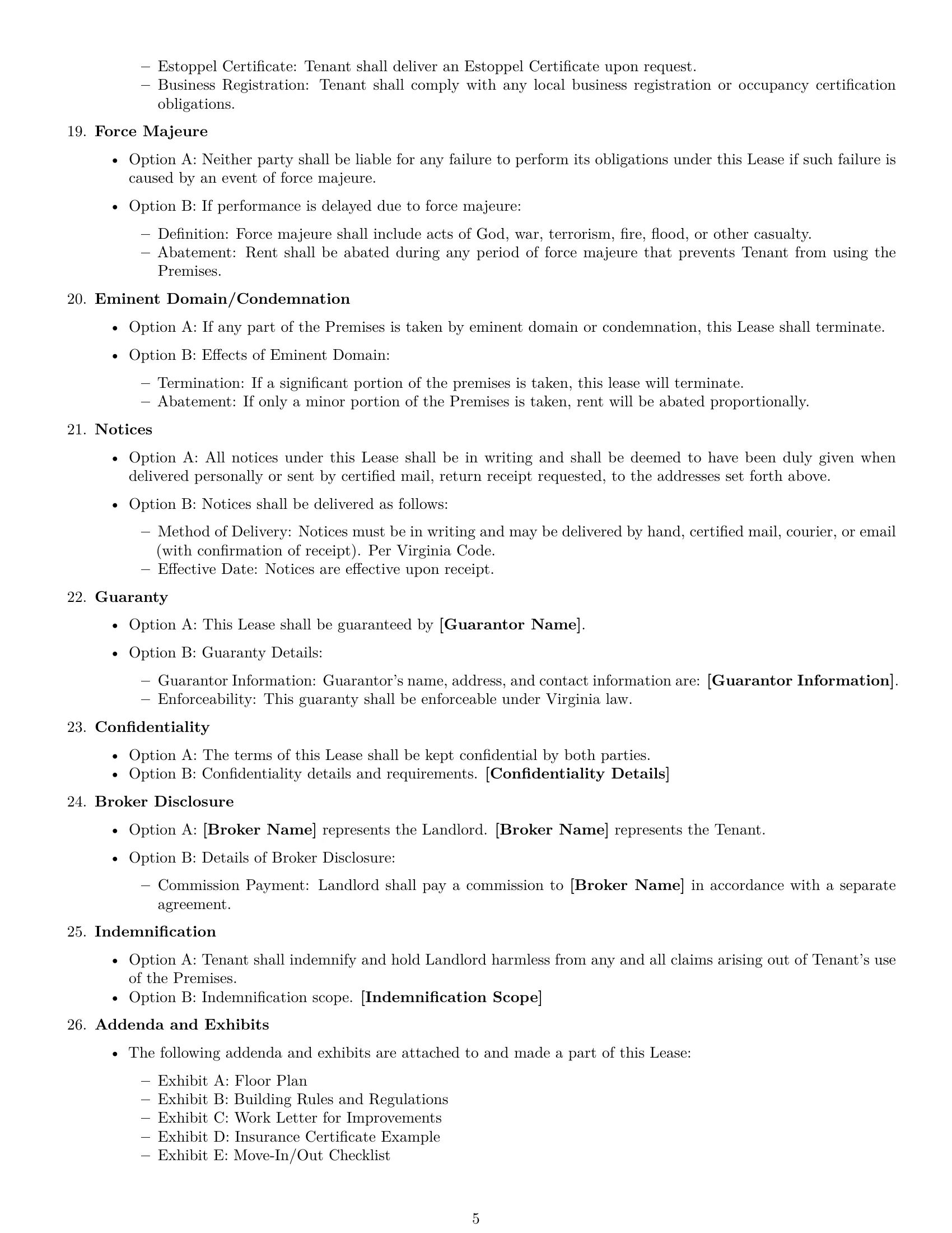Preview page 5 of Free Virginia office lease agreement template