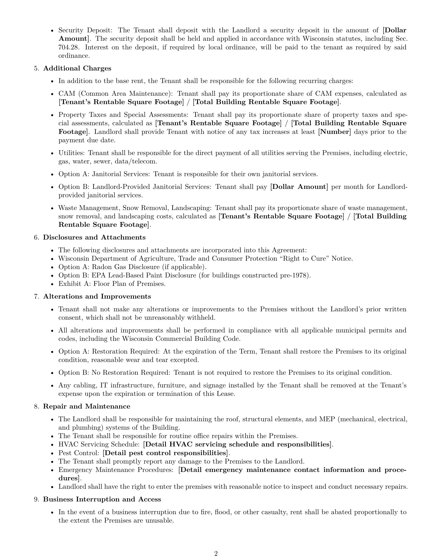 Preview page 2 of Free Wisconsin office lease agreement template
