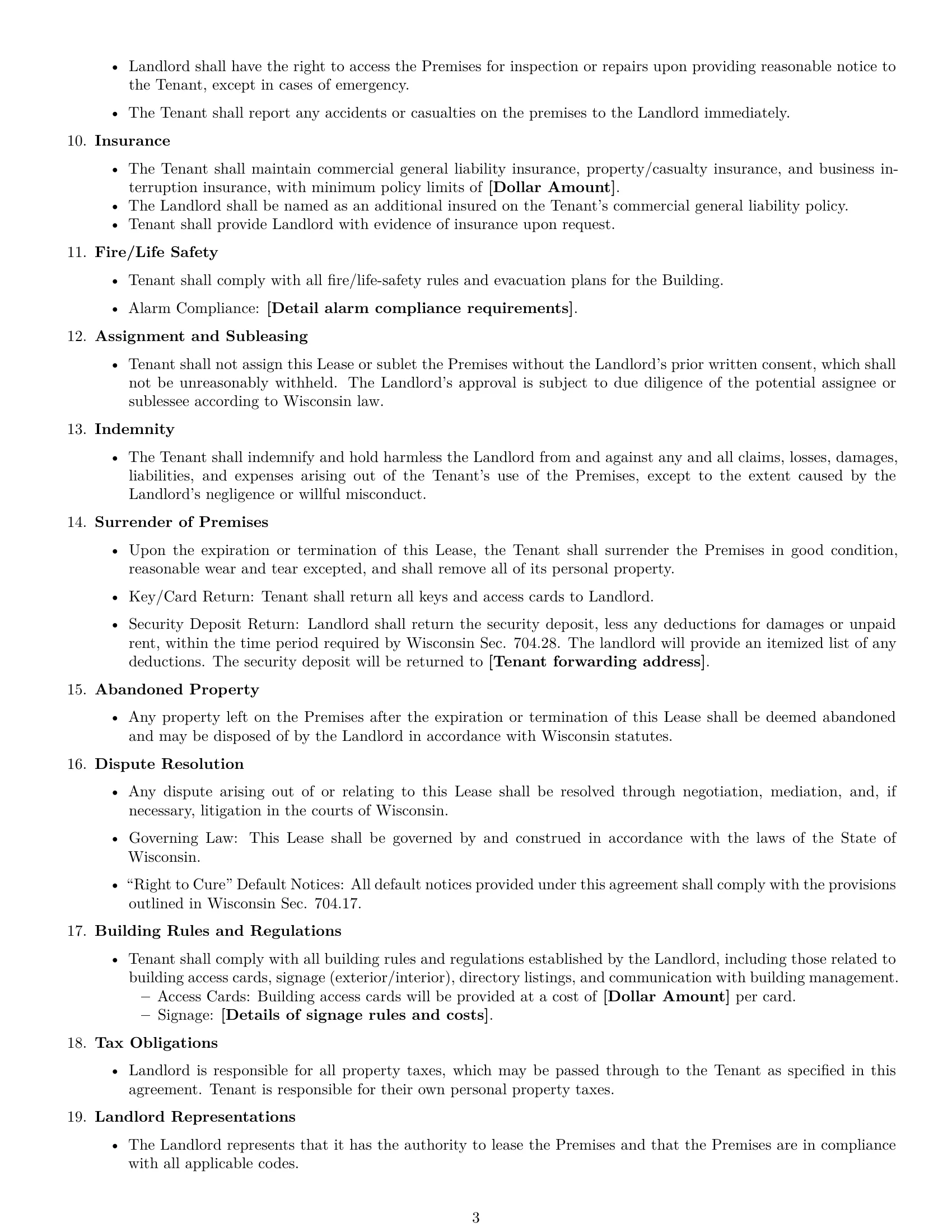 Preview page 3 of Free Wisconsin office lease agreement template