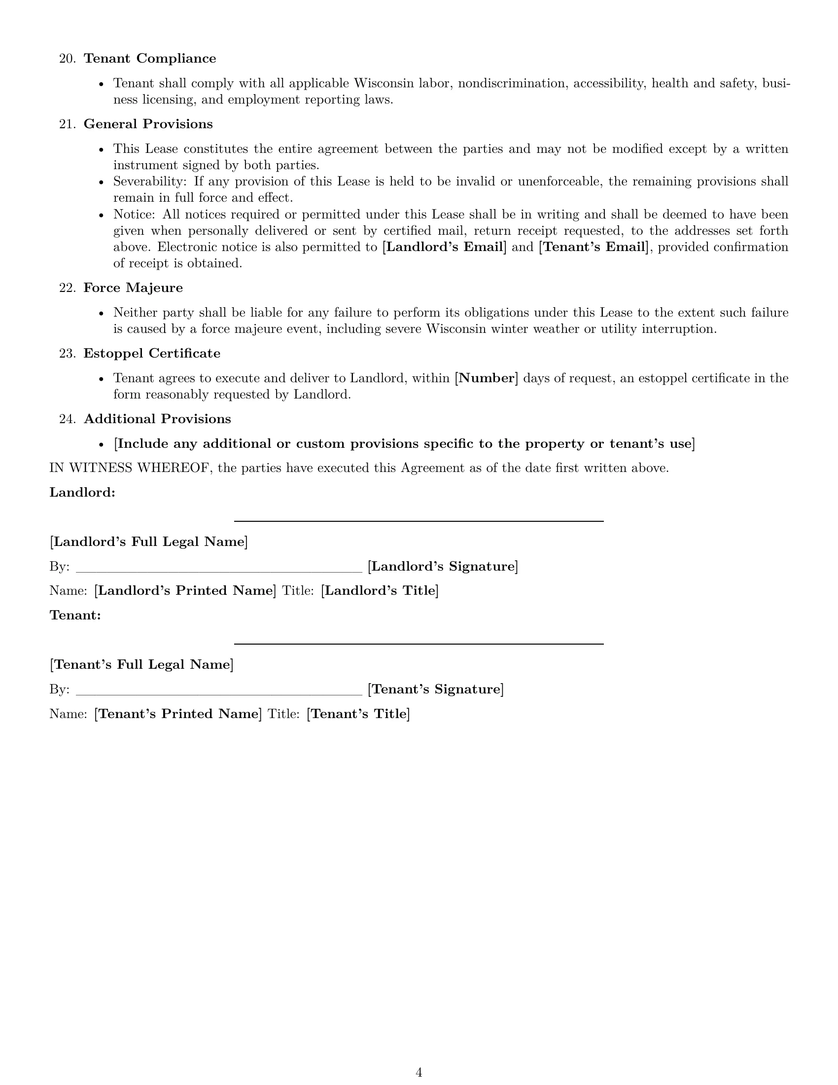 Preview page 4 of Free Wisconsin office lease agreement template
