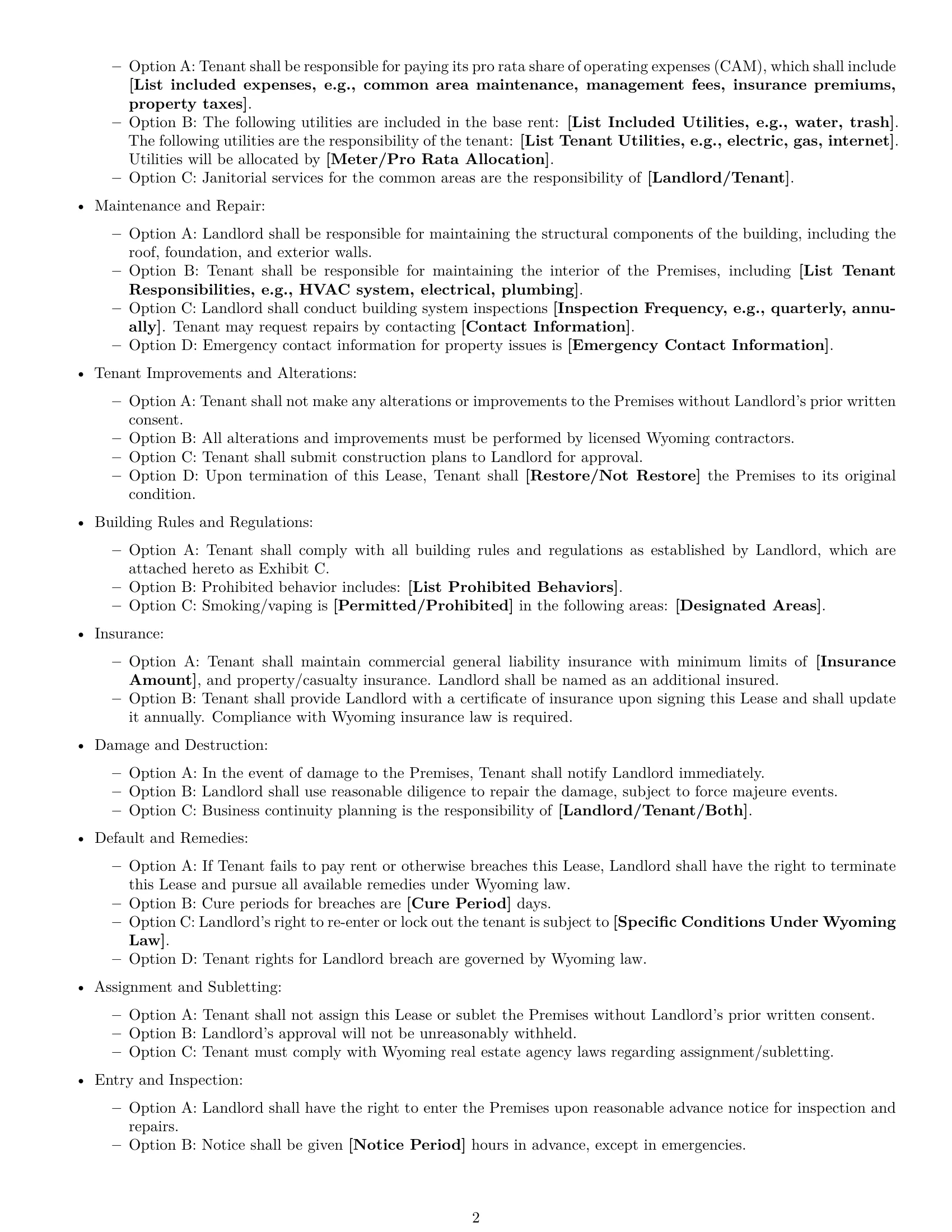 Preview page 2 of Free Wyoming office lease agreement template