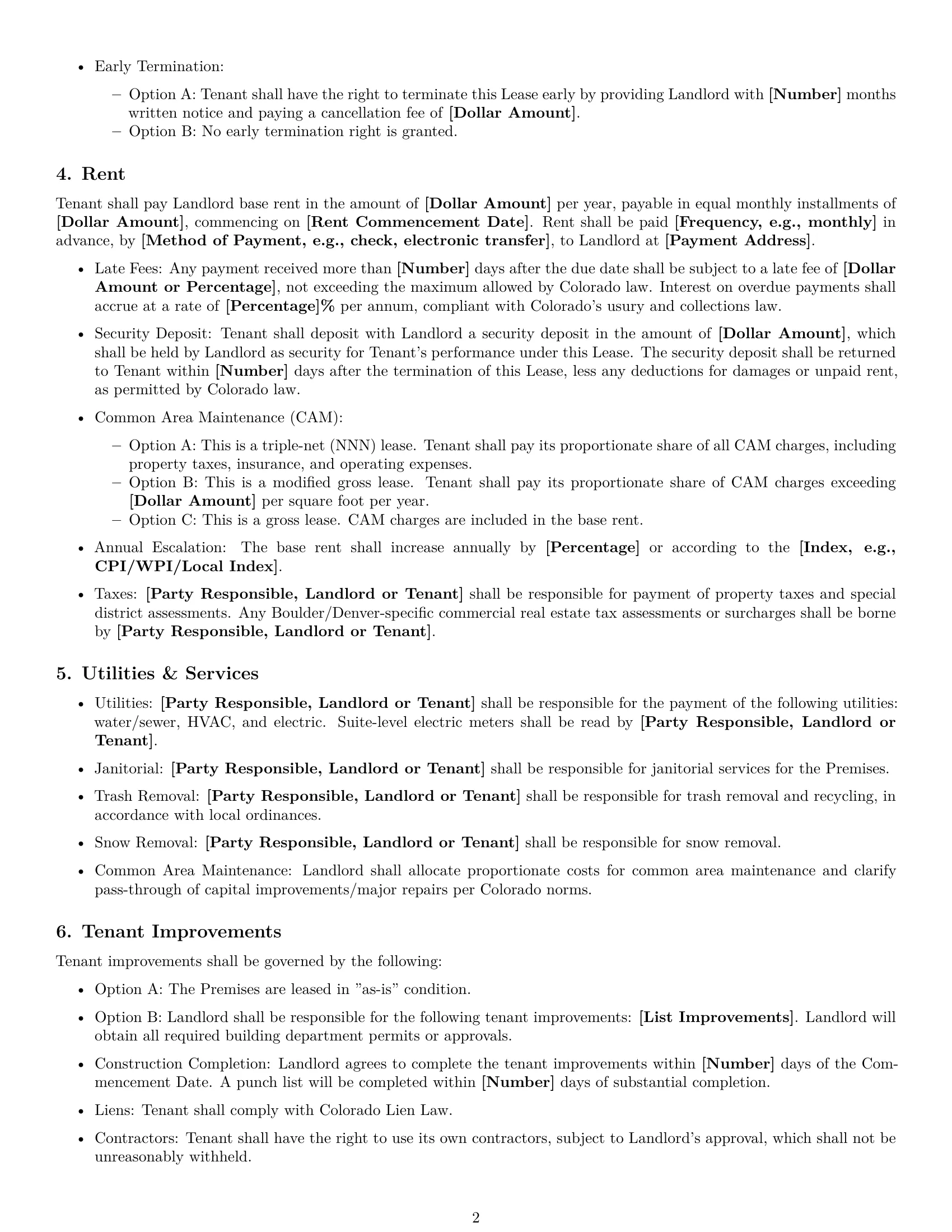 Preview page 2 of Free Colorado office lease agreement template