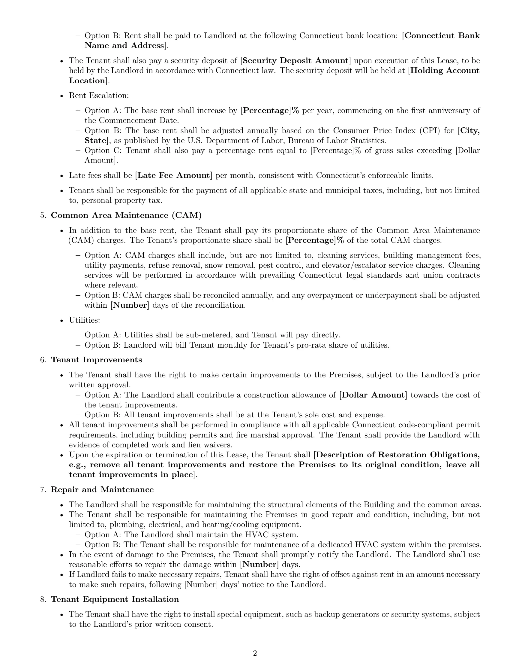 Preview page 2 of Free Connecticut office lease agreement template
