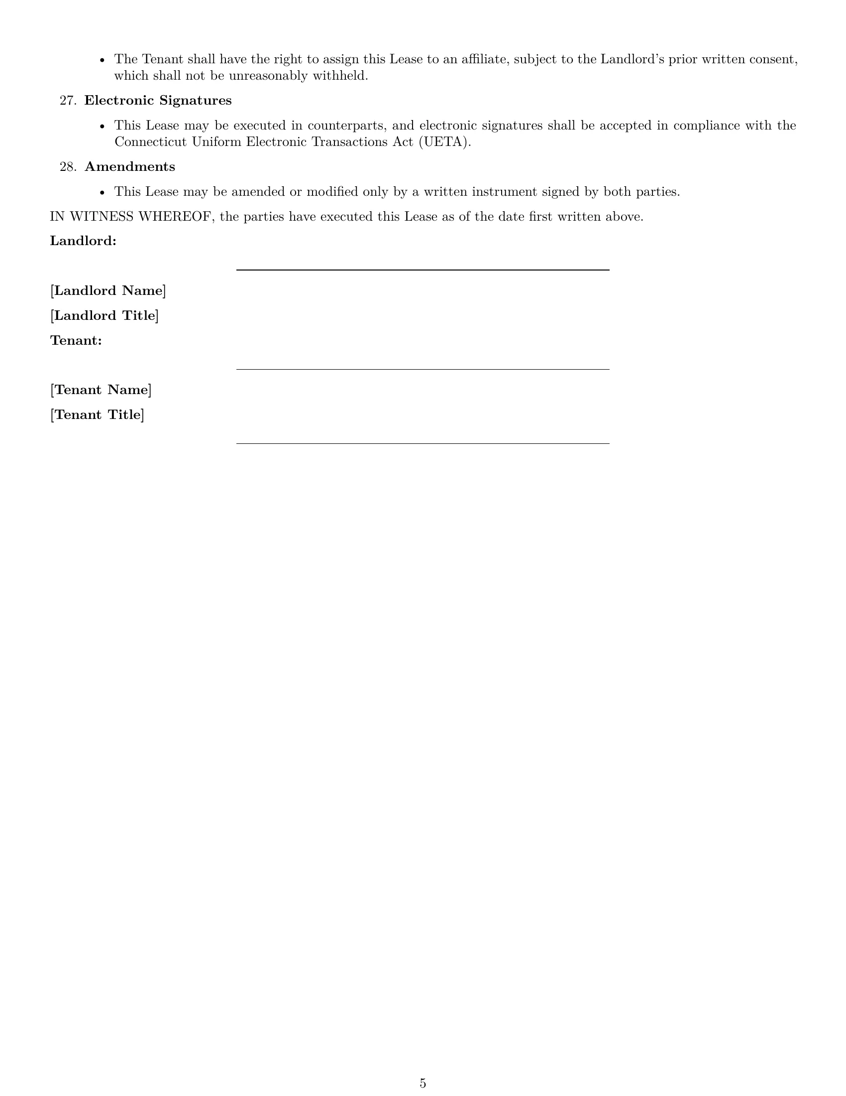 Preview page 5 of Free Connecticut office lease agreement template