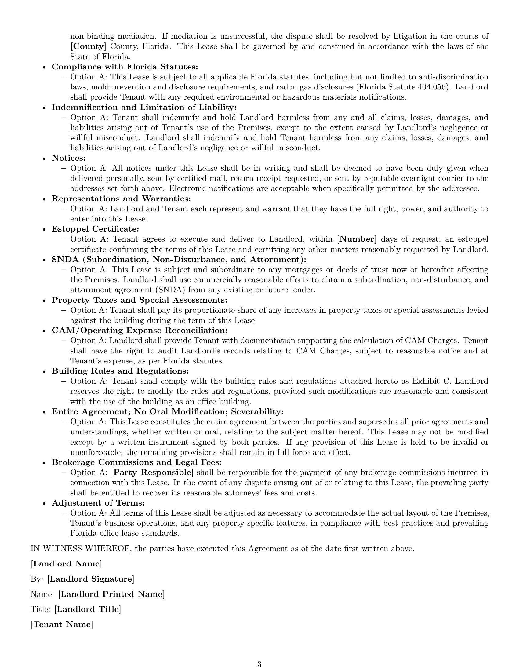 Preview page 3 of Free Florida office lease agreement template