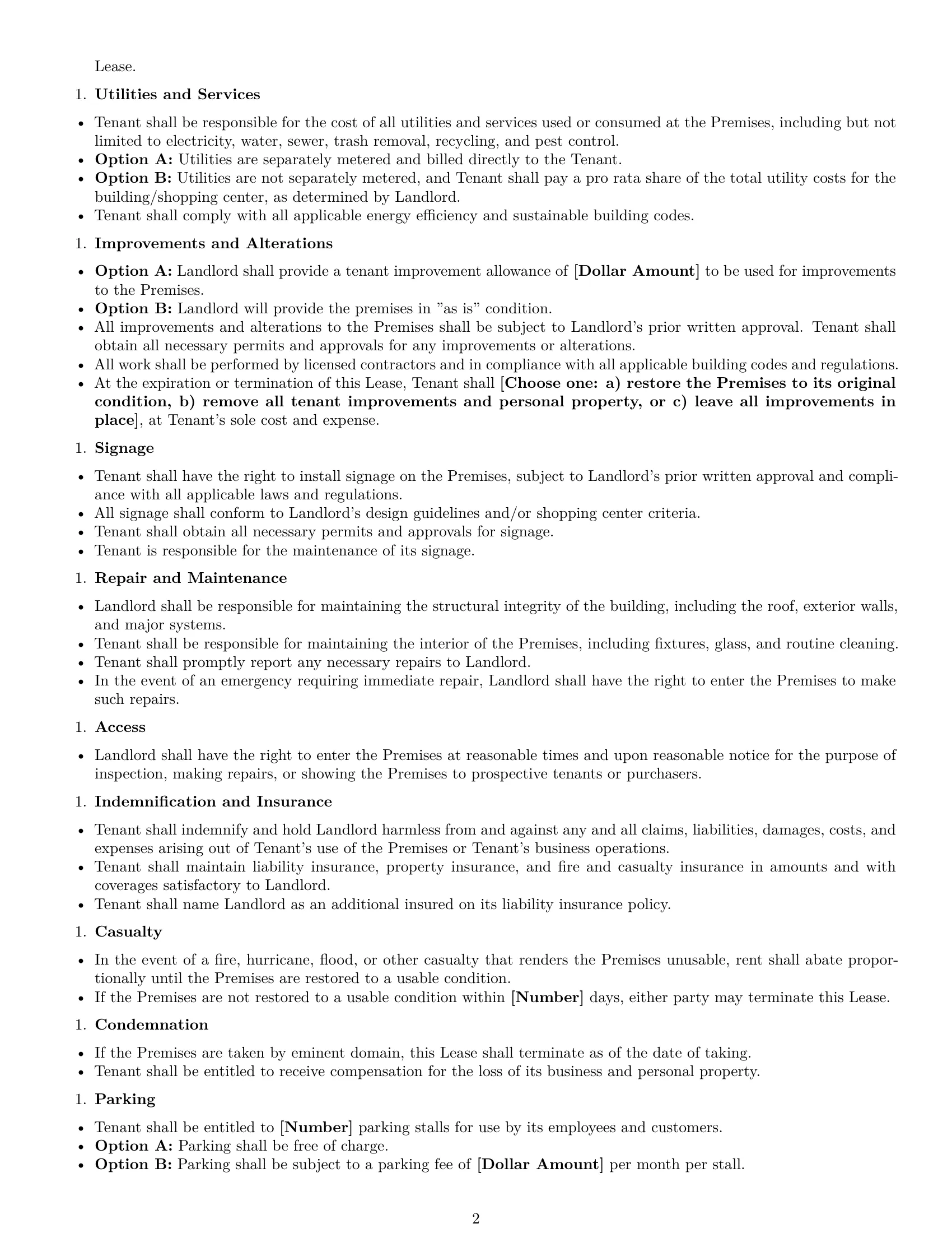 Preview page 2 of Free Hawaii retail lease agreement template