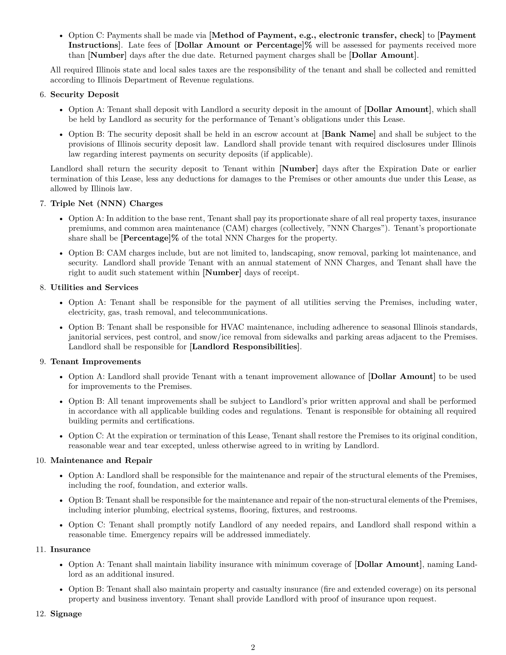 Preview page 2 of Free Illinois retail lease agreement template