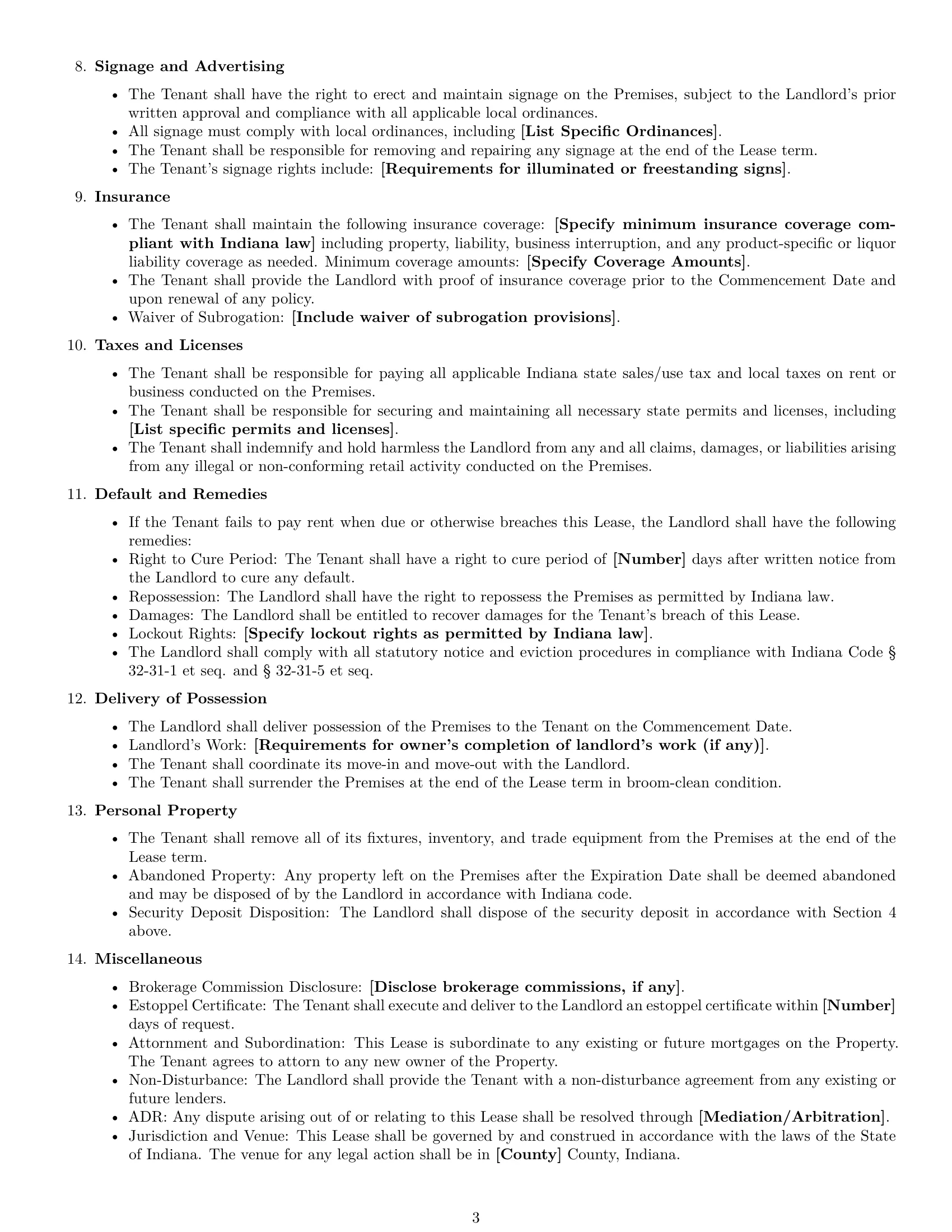 Preview page 3 of Free Indiana retail lease agreement template