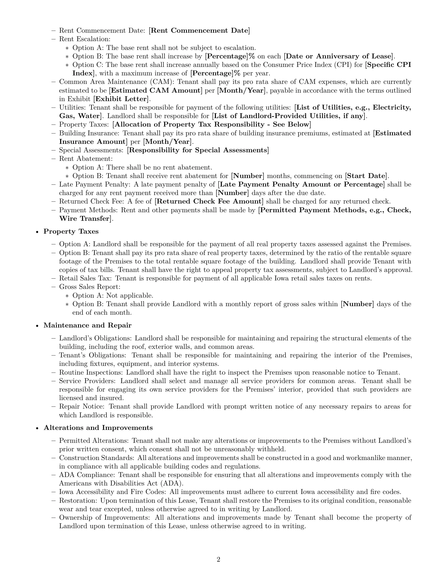 Preview page 2 of Free Iowa retail lease agreement template