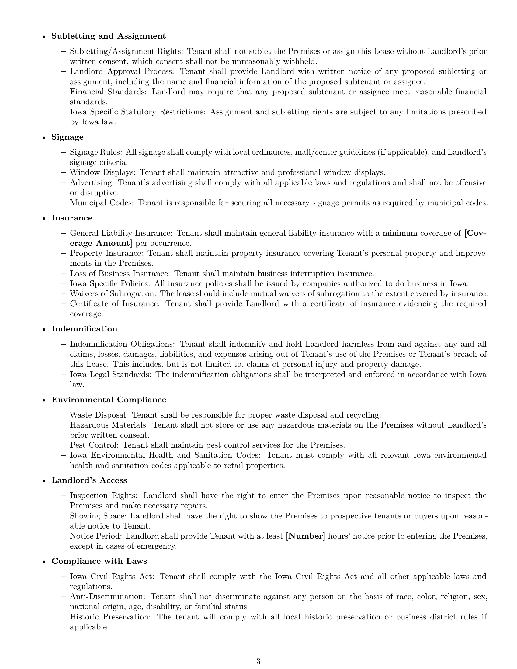 Preview page 3 of Free Iowa retail lease agreement template