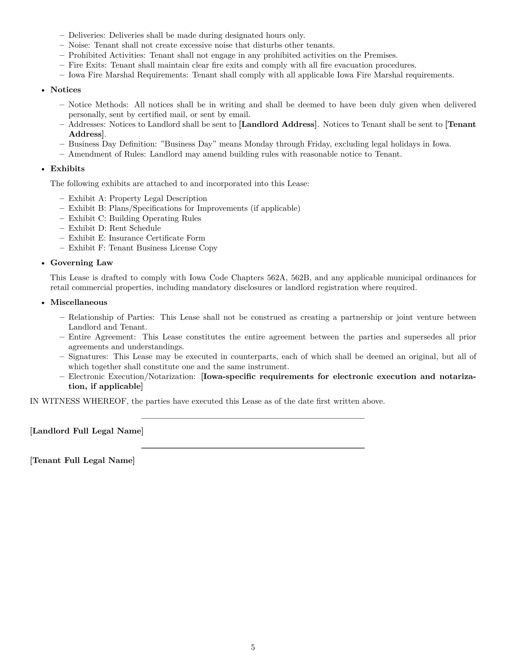 Preview page 5 of Free Iowa retail lease agreement template