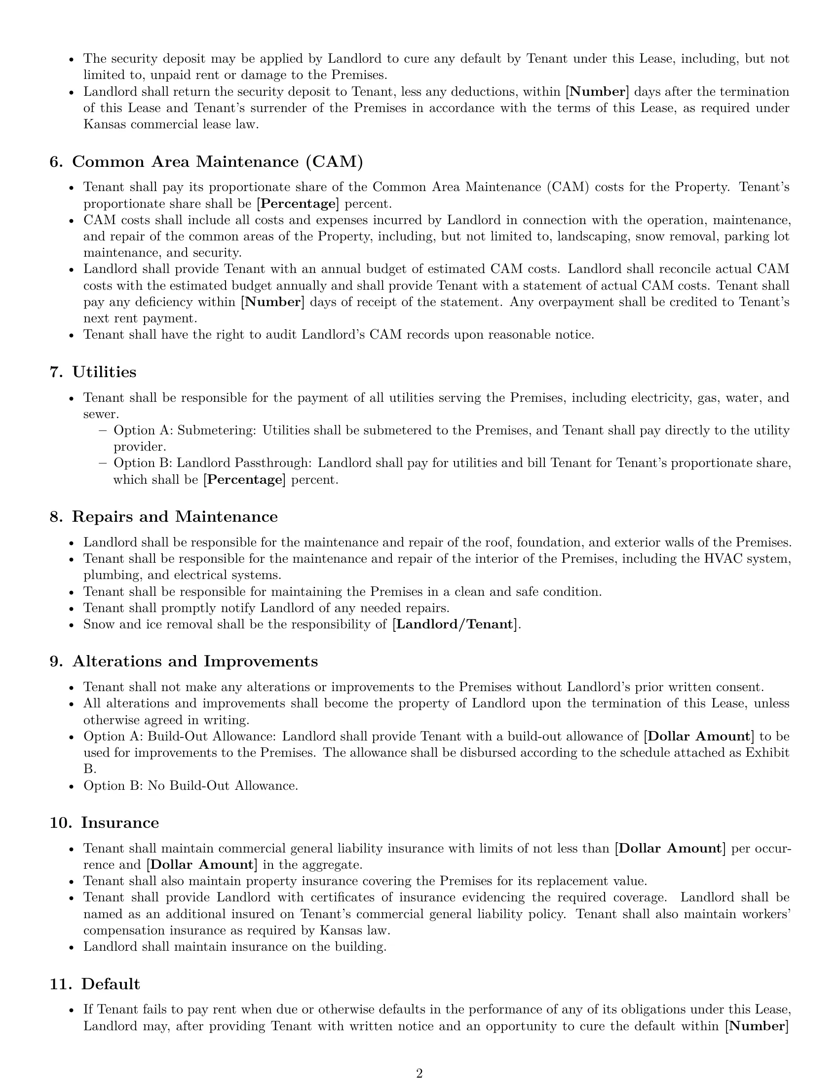 Preview page 2 of Free Kansas retail lease agreement template