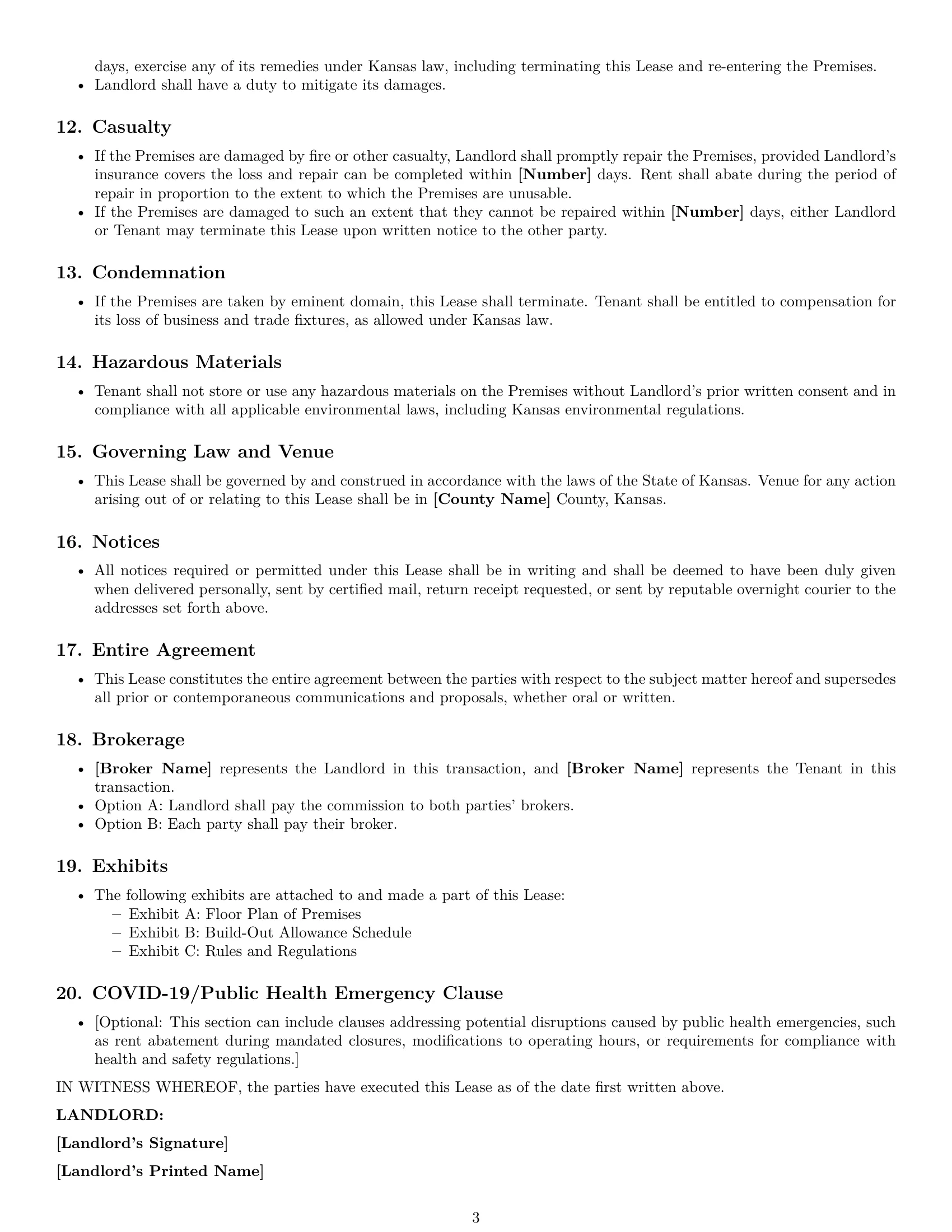 Preview page 3 of Free Kansas retail lease agreement template