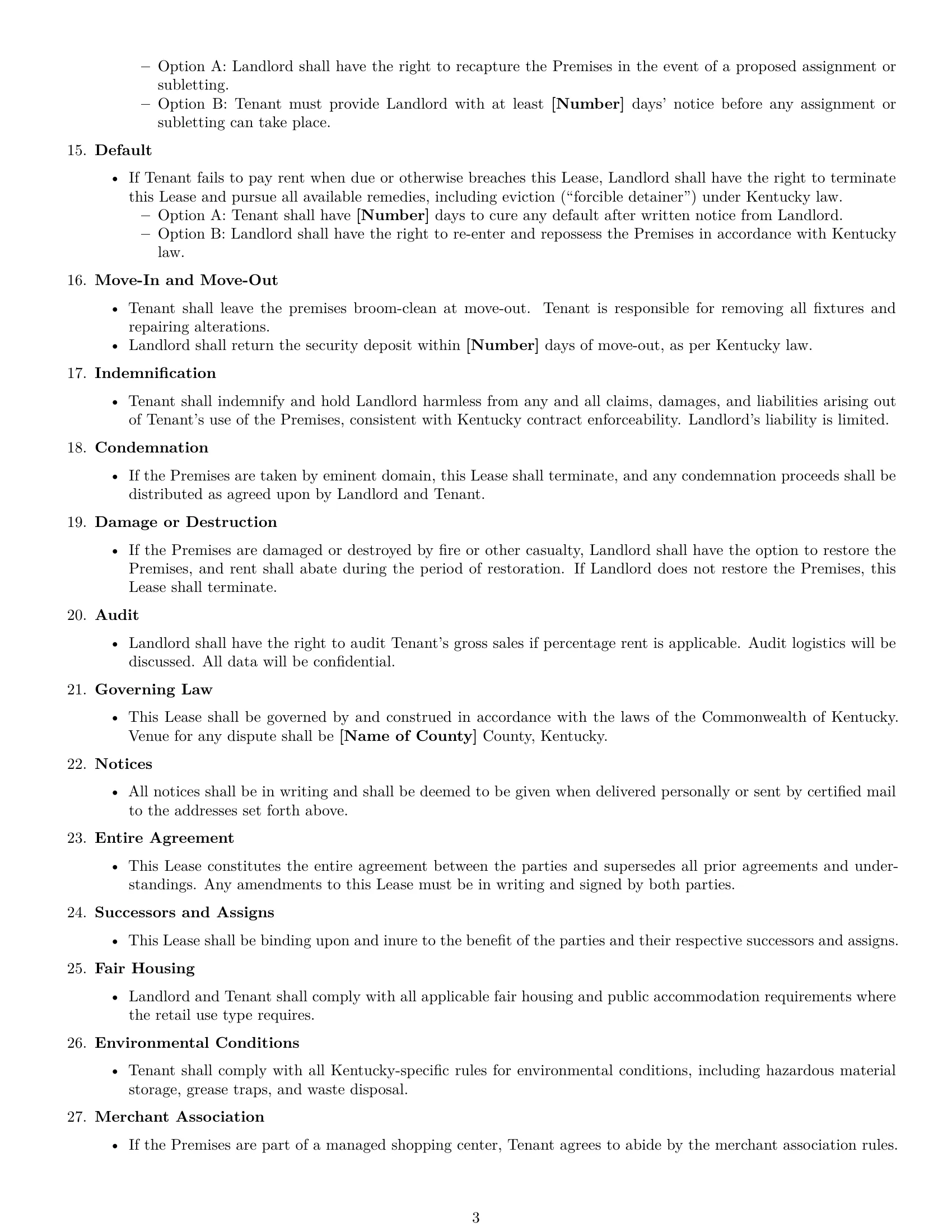 Preview page 3 of Free Kentucky retail lease agreement template