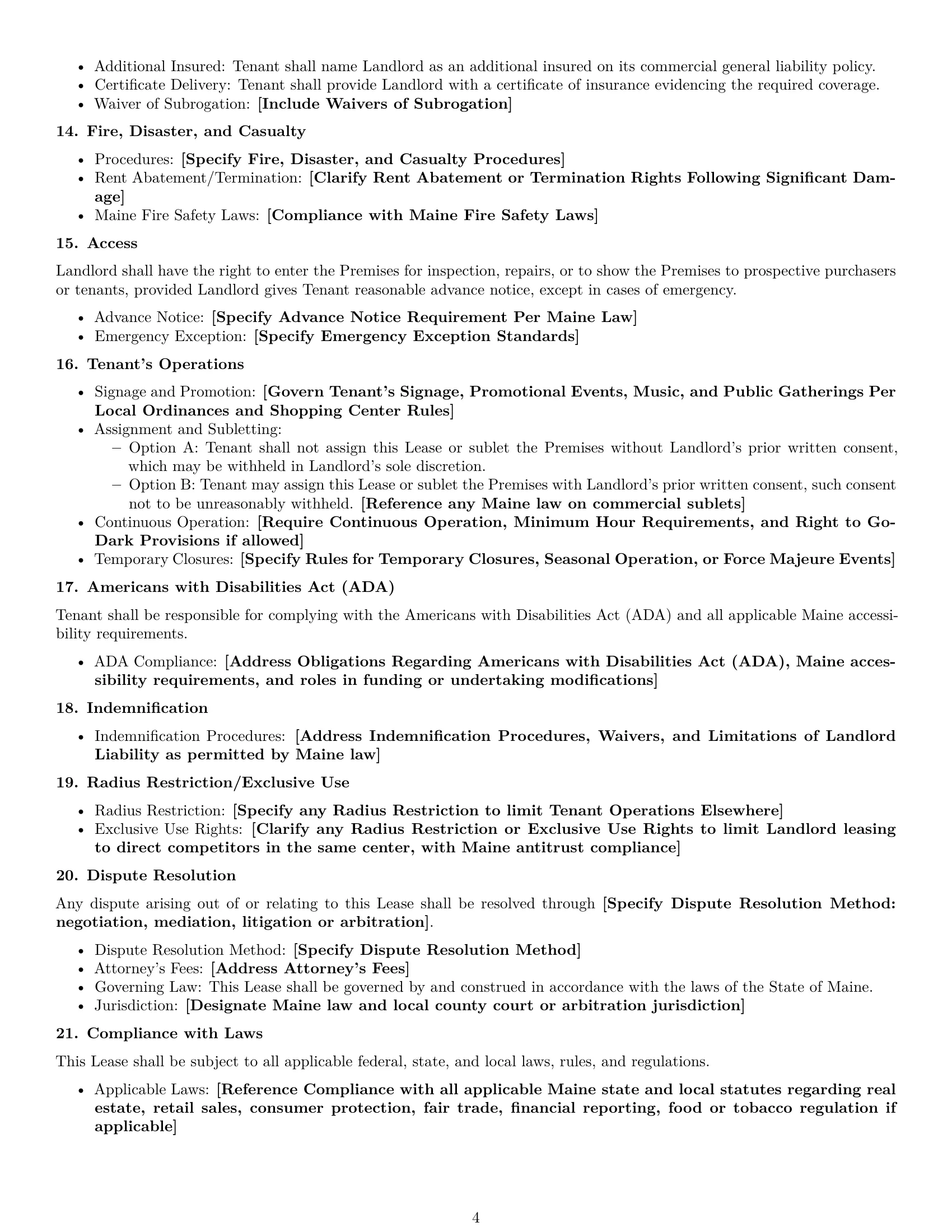 Preview page 4 of Free Maine retail lease agreement template