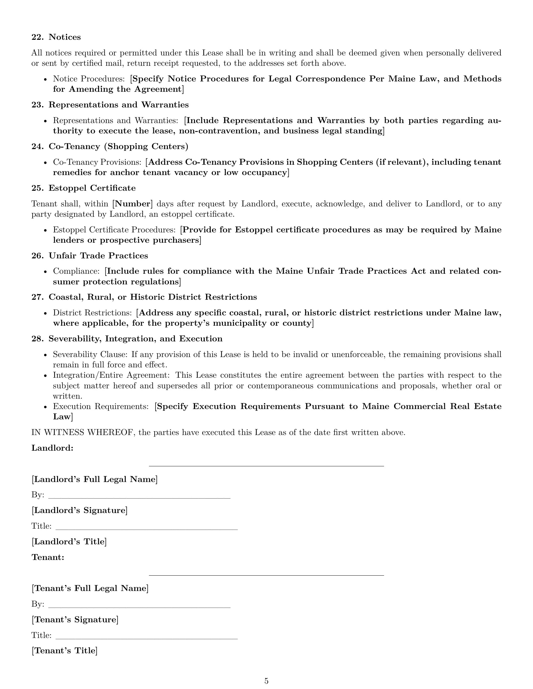 Preview page 5 of Free Maine retail lease agreement template