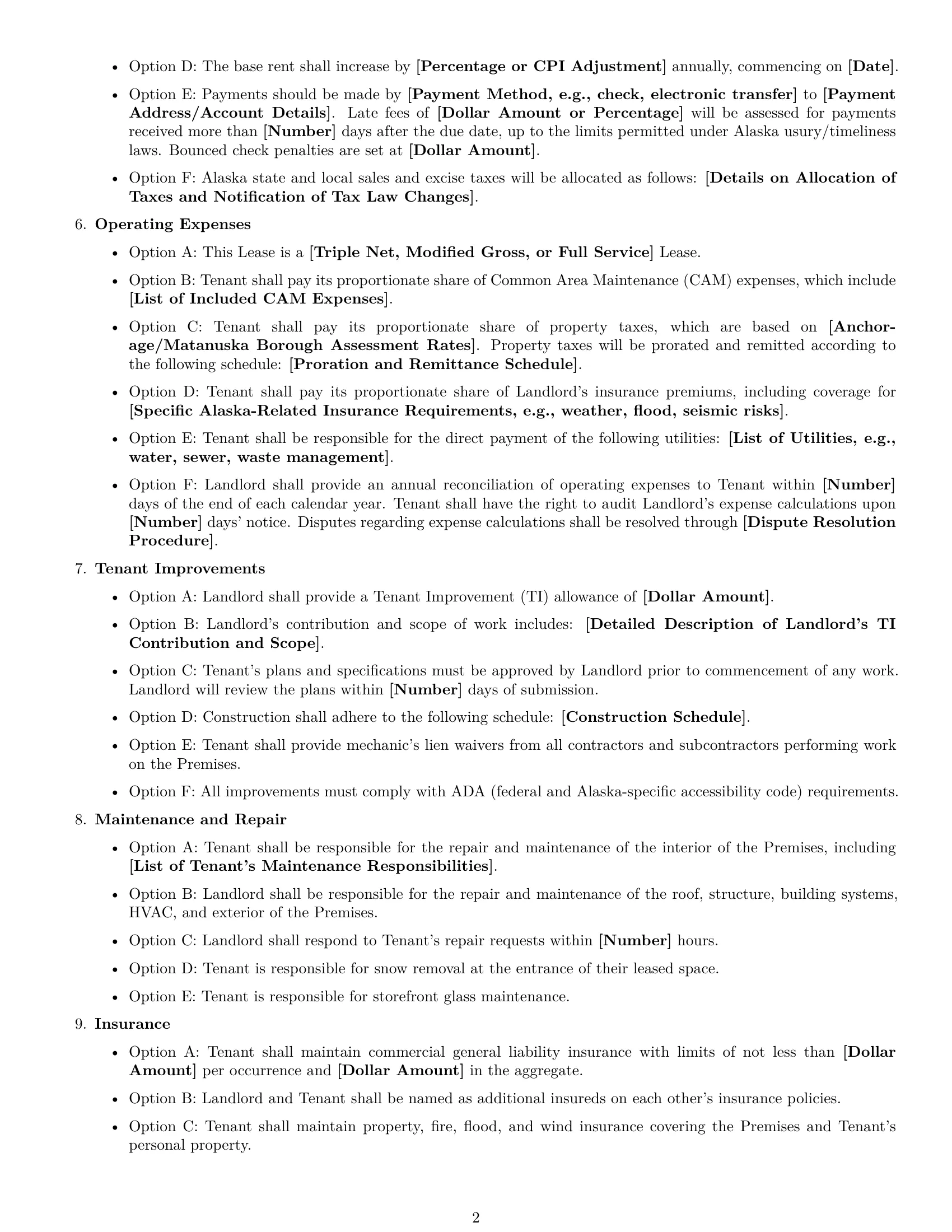 Preview page 2 of Free Alaska retail lease agreement template