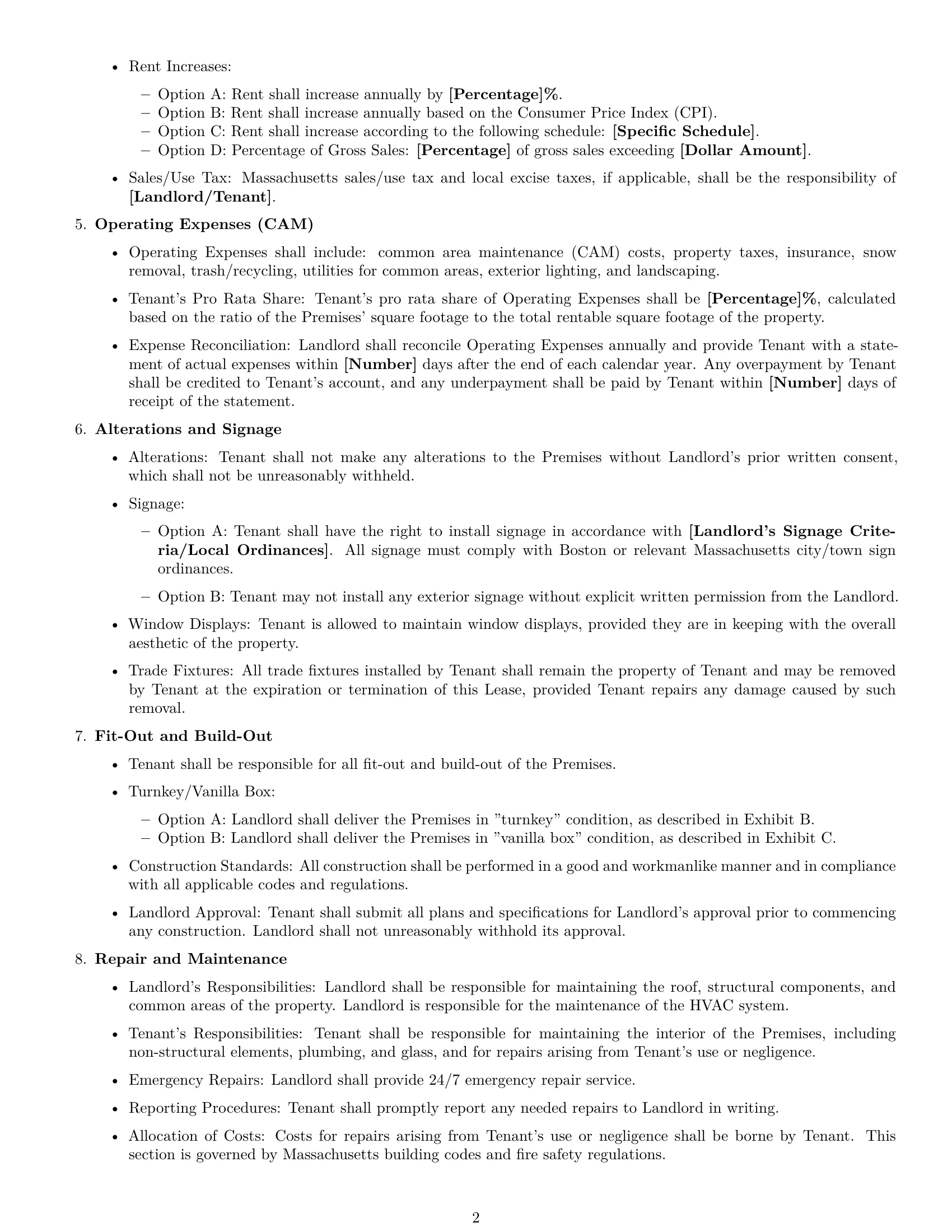 Preview page 2 of Free Massachusetts retail lease agreement template